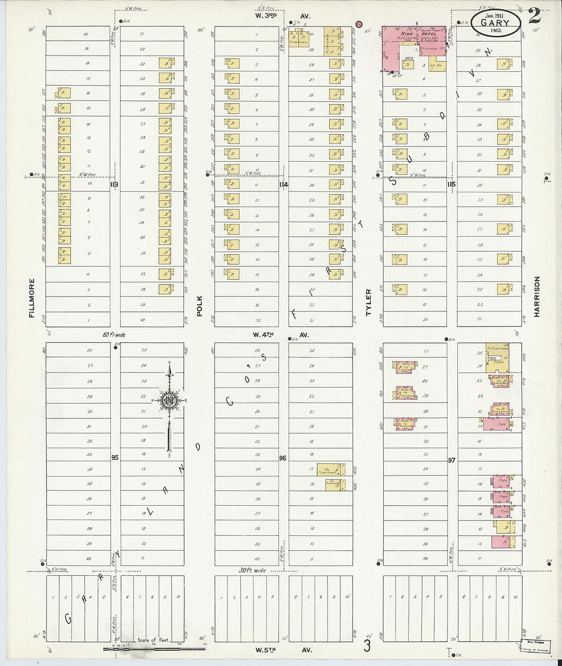 This old map of Gary, Lake County, Indiana was created by Sanborn Map Company in 1911