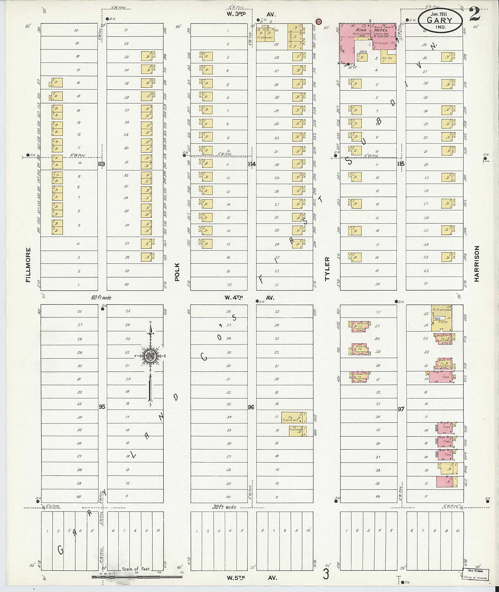 This old map of Gary, Lake County, Indiana was created by Sanborn Map Company in 1911