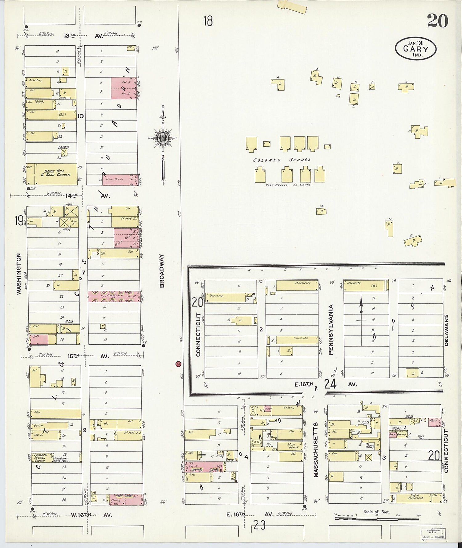 This old map of Gary, Lake County, Indiana was created by Sanborn Map Company in 1911