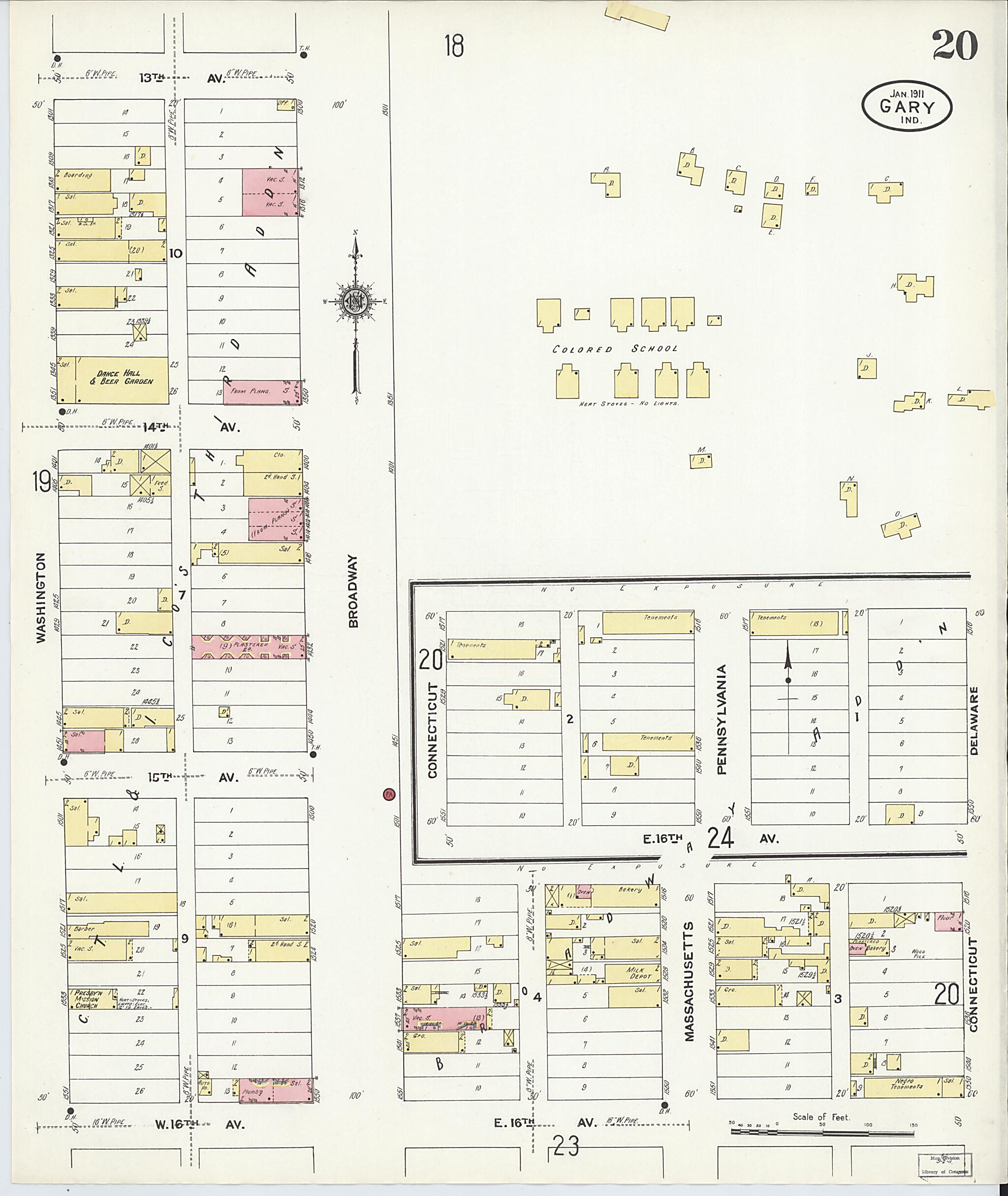 This old map of Gary, Lake County, Indiana was created by Sanborn Map Company in 1911