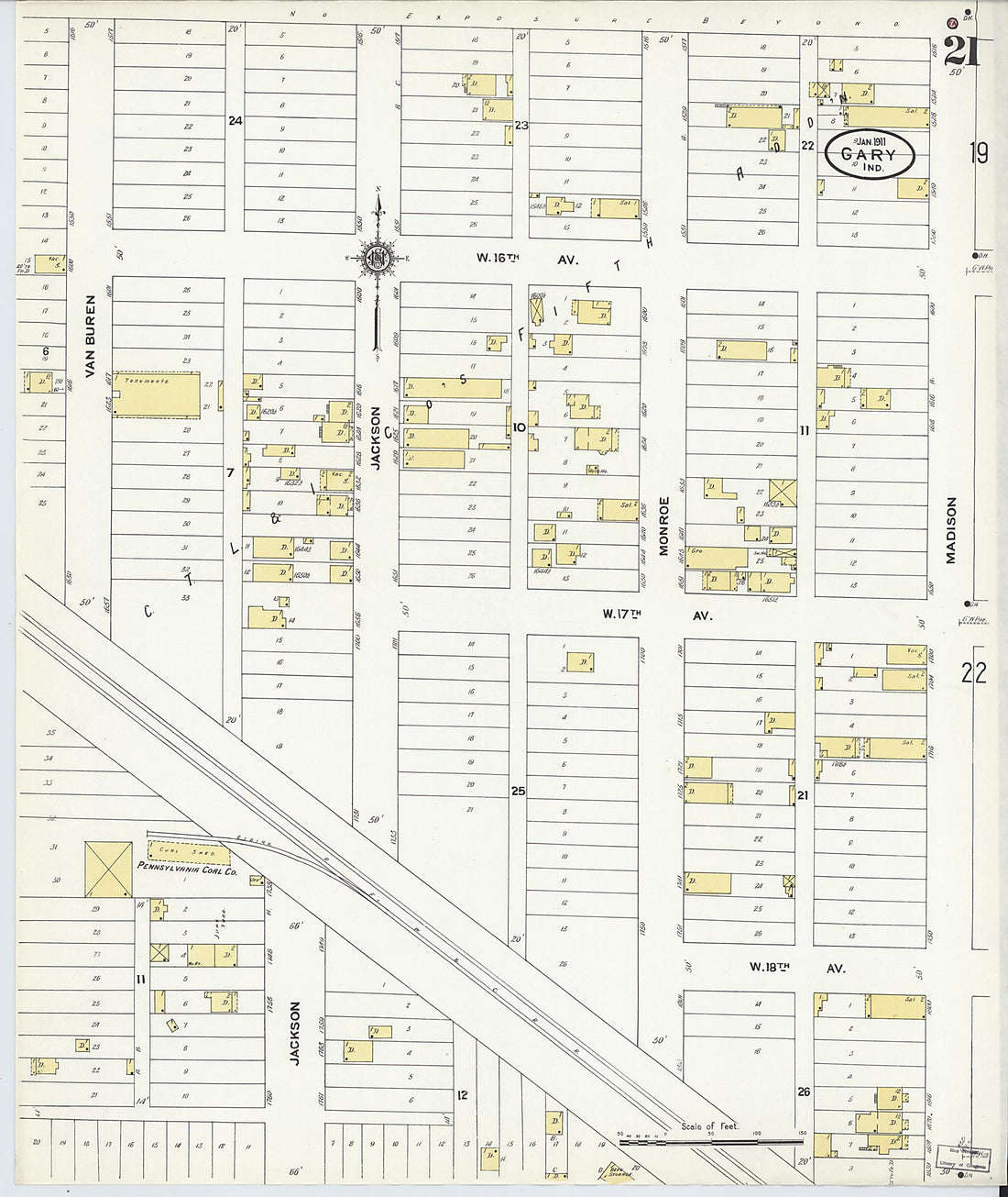 This old map of Gary, Lake County, Indiana was created by Sanborn Map Company in 1911