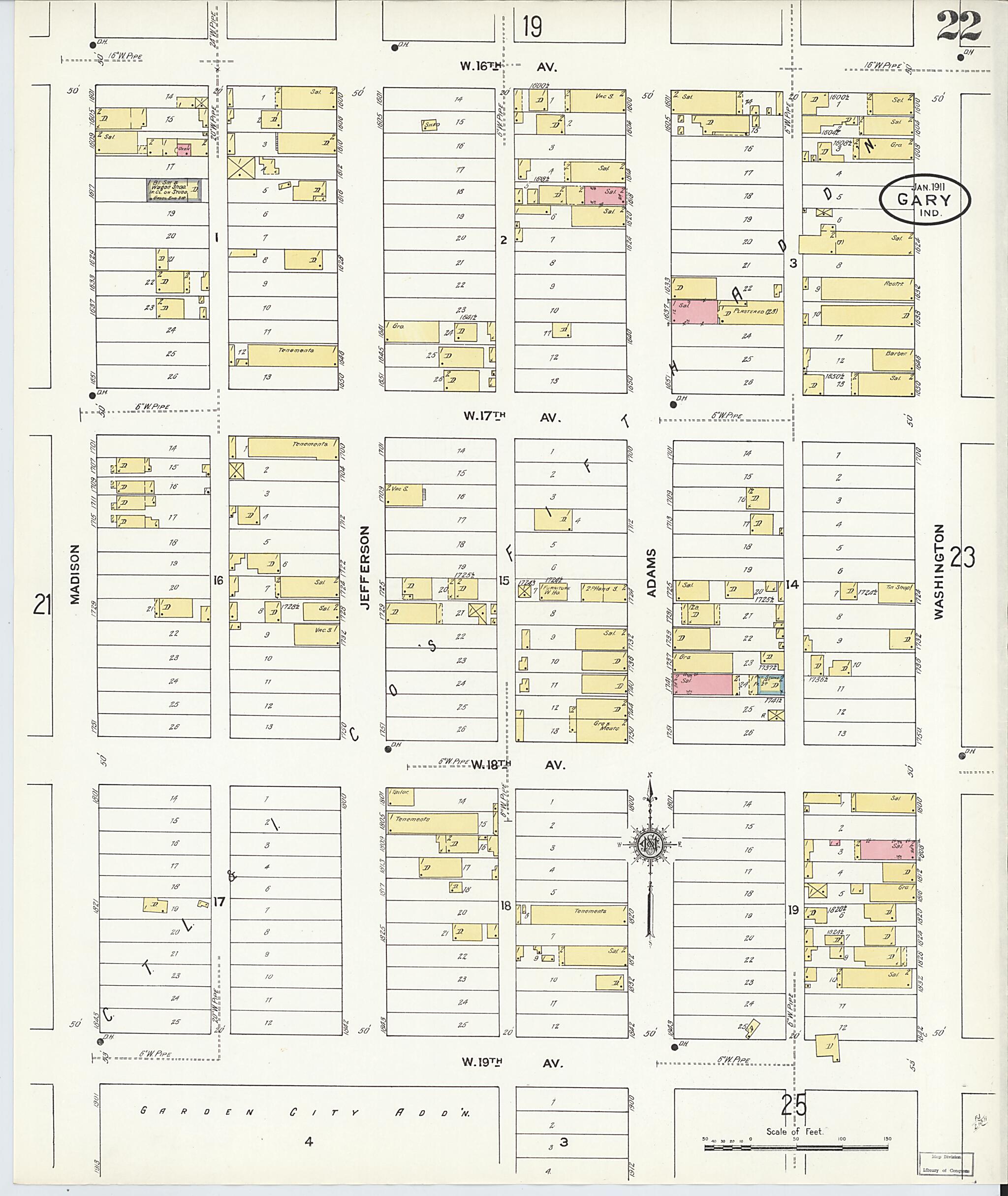 This old map of Gary, Lake County, Indiana was created by Sanborn Map Company in 1911