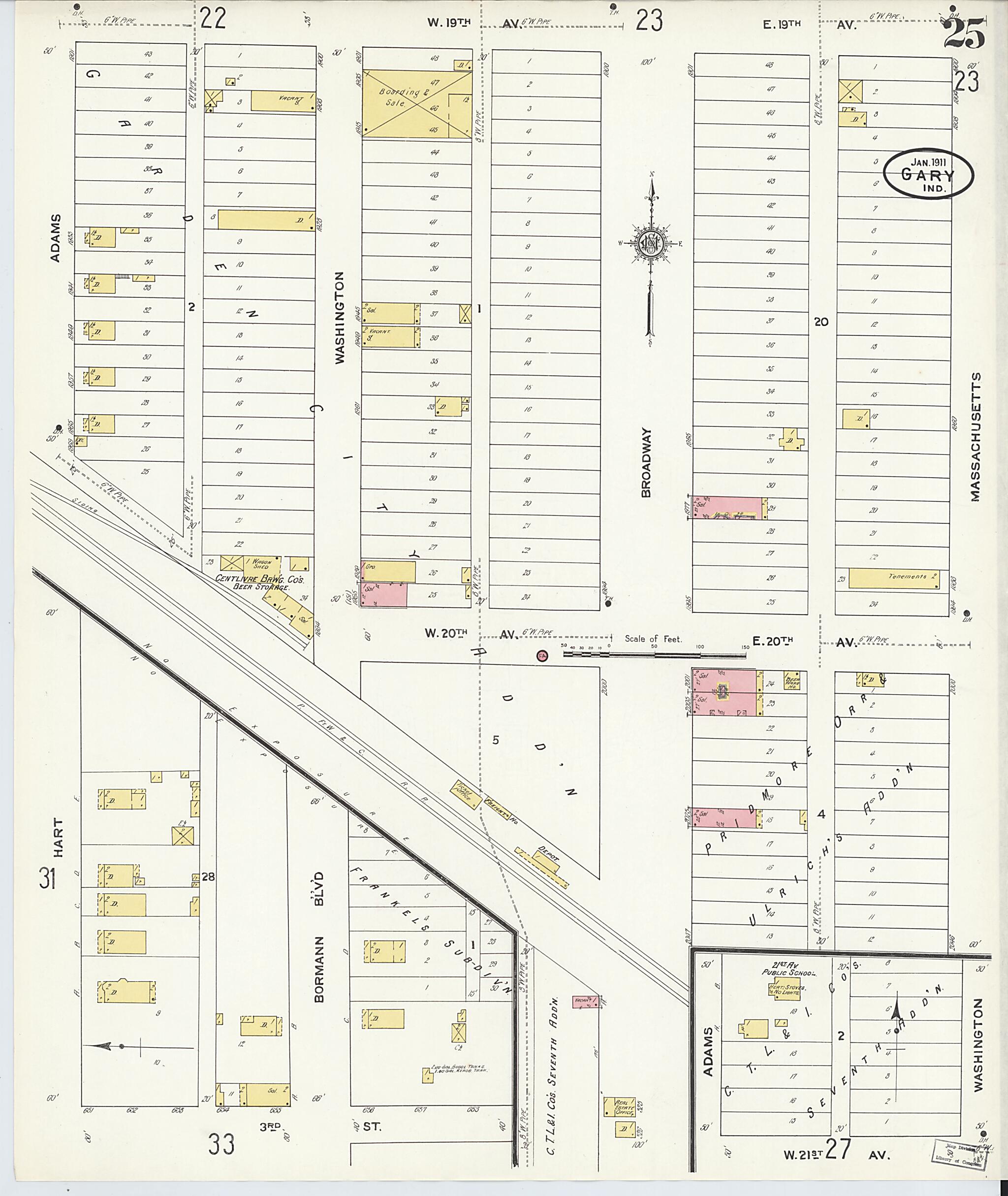 This old map of Gary, Lake County, Indiana was created by Sanborn Map Company in 1911