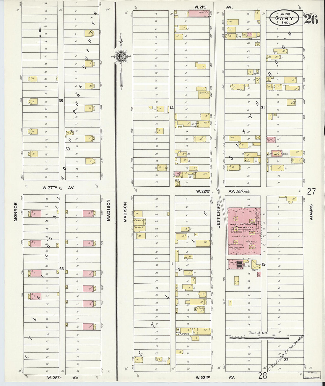 This old map of Gary, Lake County, Indiana was created by Sanborn Map Company in 1911