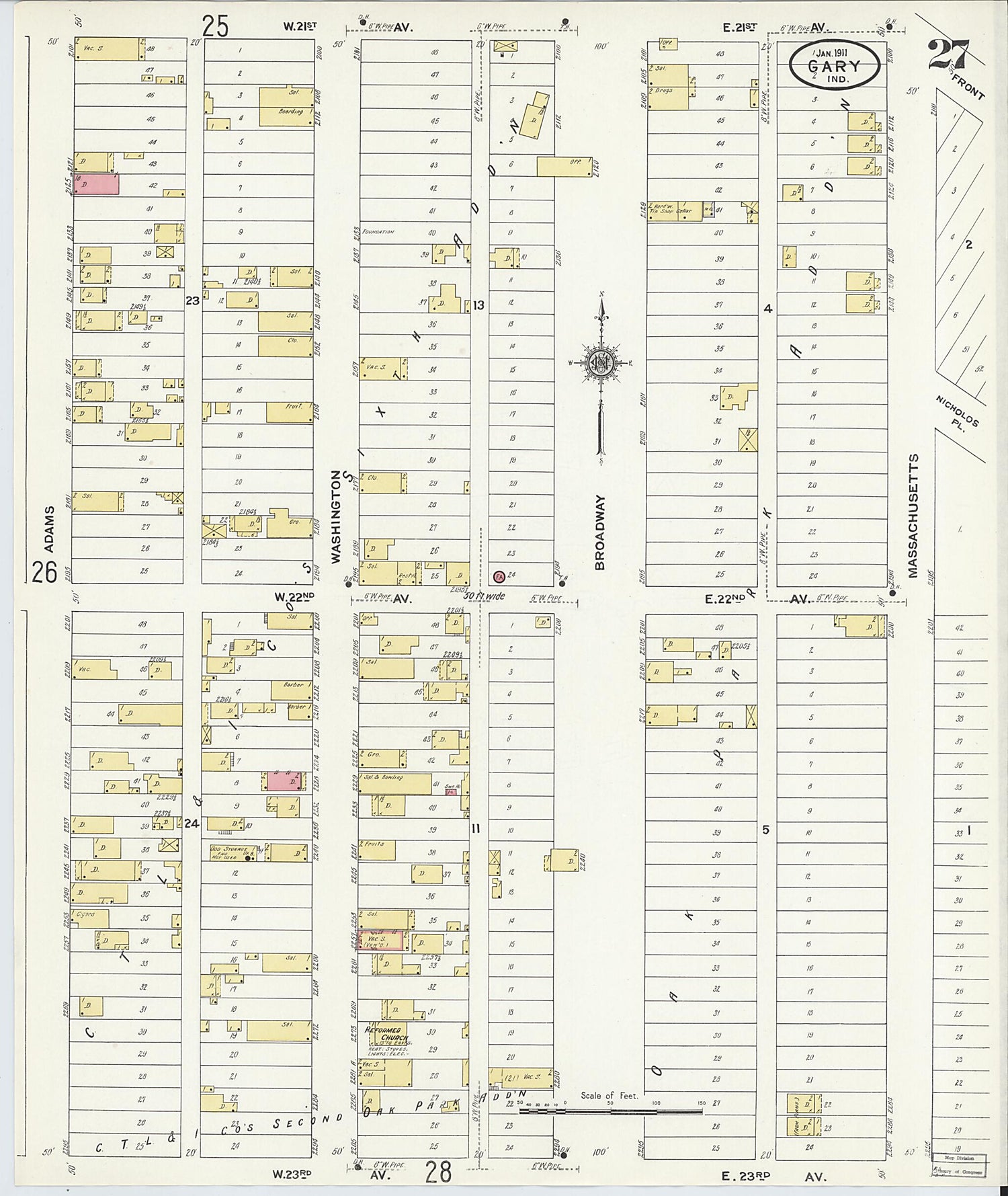 This old map of Gary, Lake County, Indiana was created by Sanborn Map Company in 1911