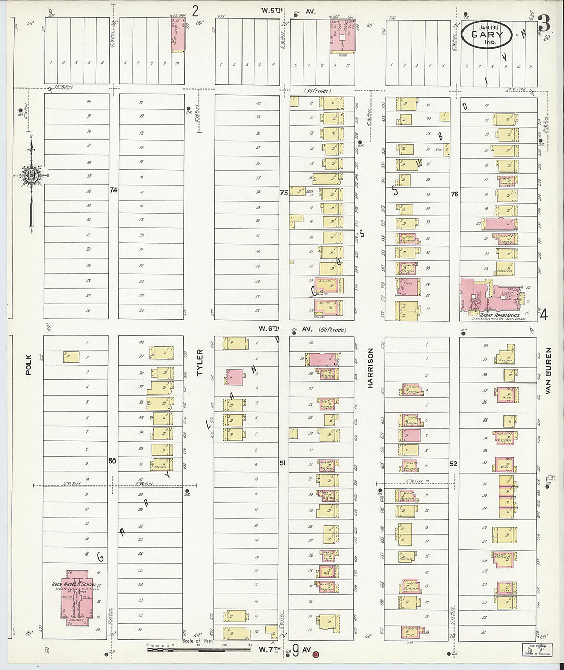 This old map of Gary, Lake County, Indiana was created by Sanborn Map Company in 1911