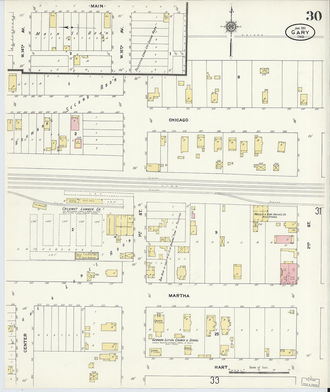 This old map of Gary, Lake County, Indiana was created by Sanborn Map Company in 1911