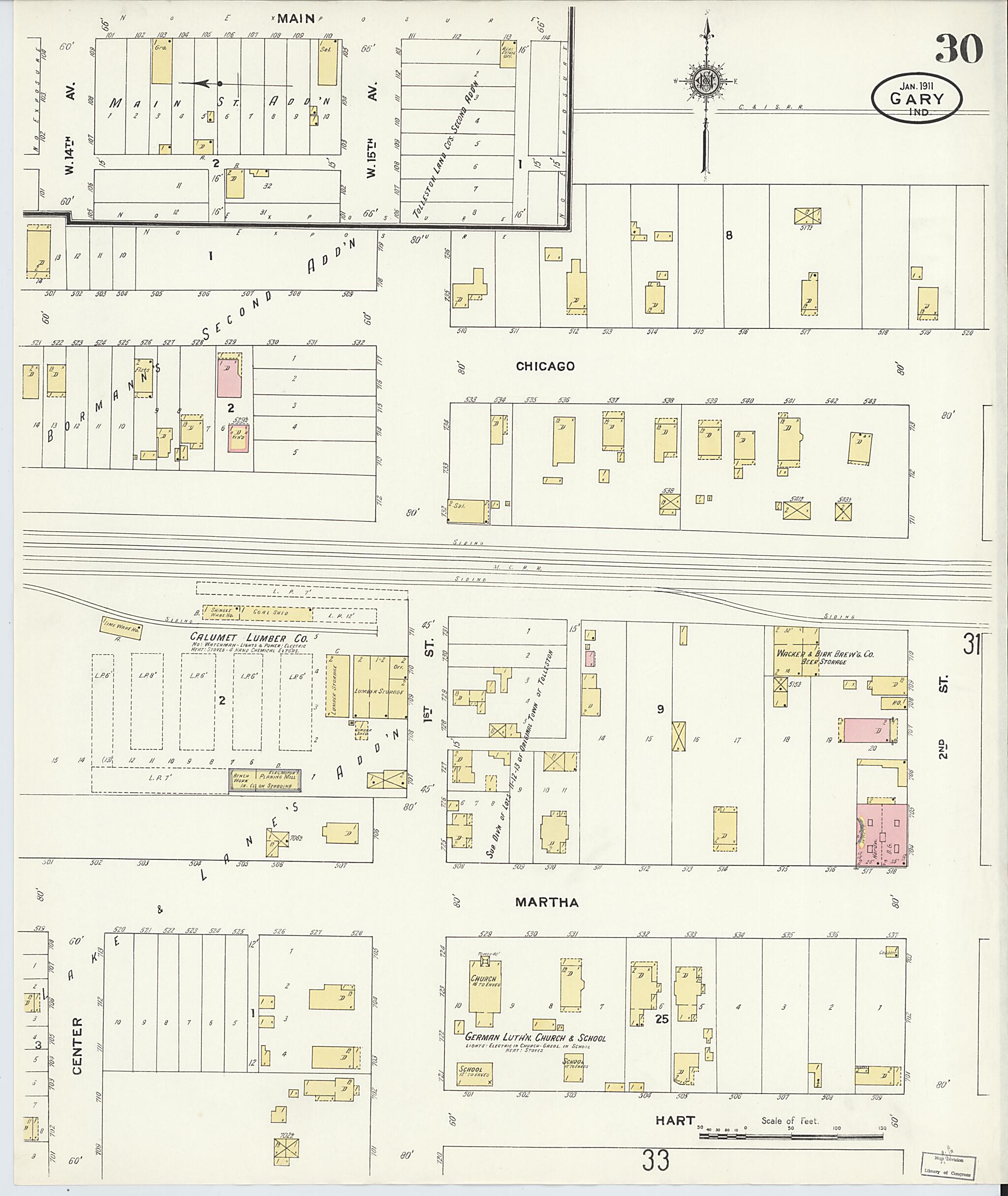 This old map of Gary, Lake County, Indiana was created by Sanborn Map Company in 1911