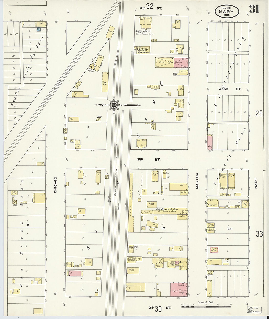 This old map of Gary, Lake County, Indiana was created by Sanborn Map Company in 1911