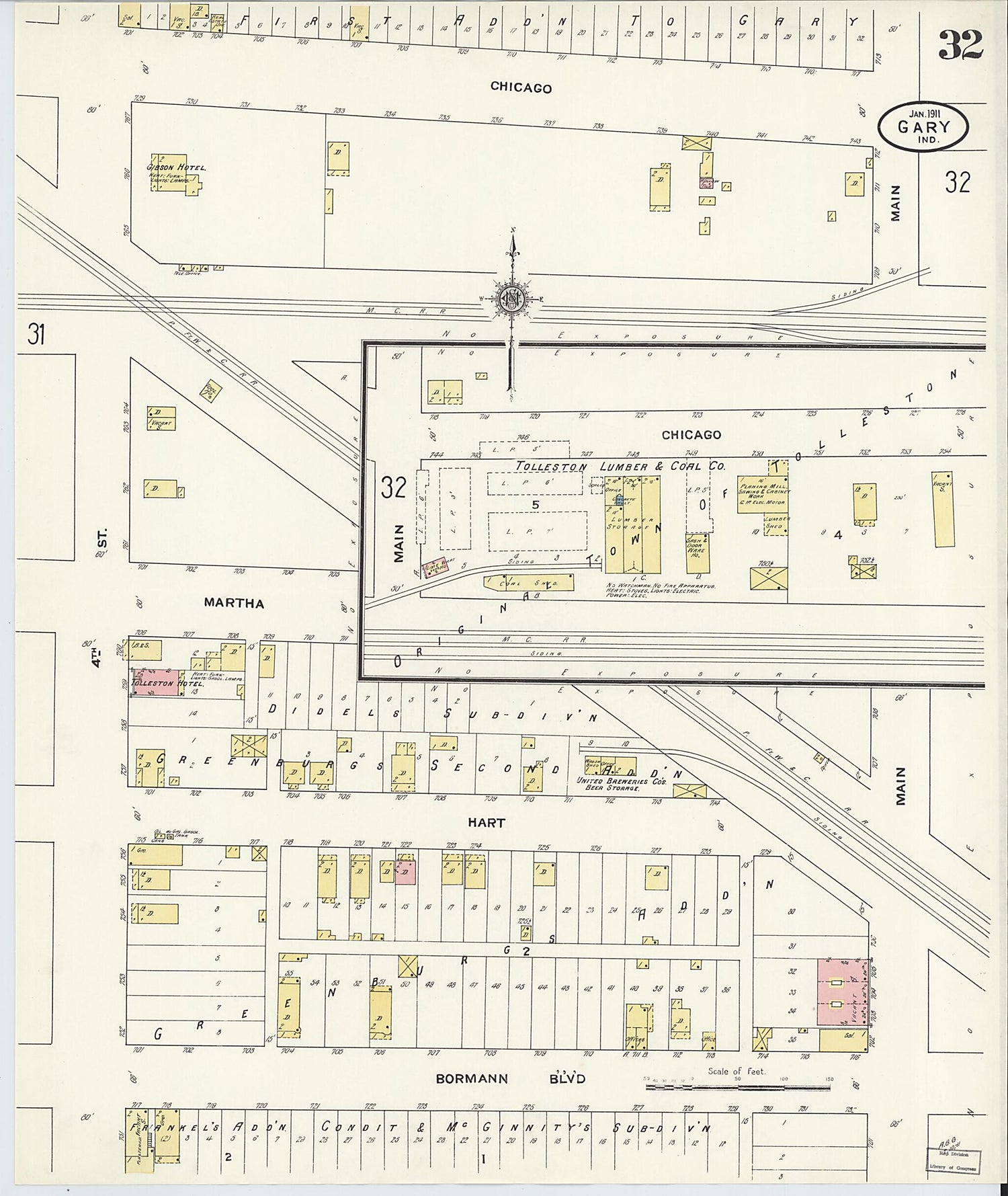 This old map of Gary, Lake County, Indiana was created by Sanborn Map Company in 1911