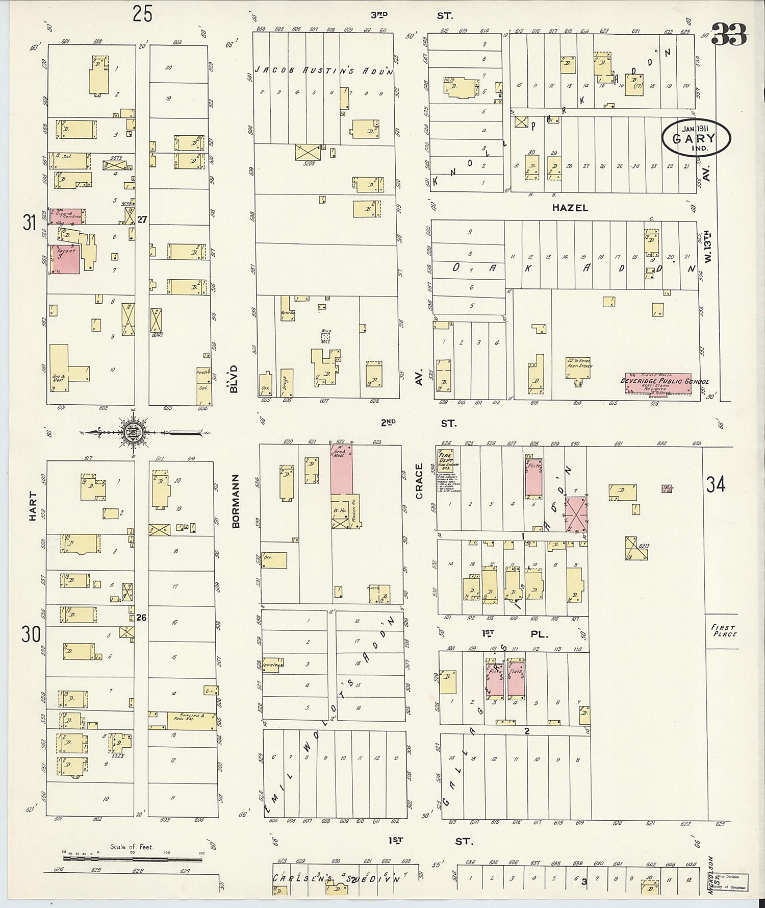 This old map of Gary, Lake County, Indiana was created by Sanborn Map Company in 1911