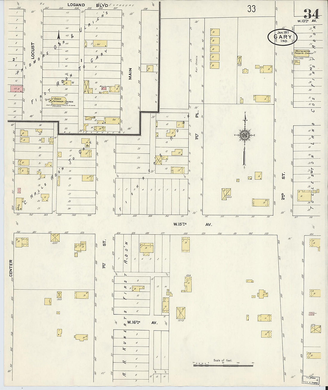 This old map of Gary, Lake County, Indiana was created by Sanborn Map Company in 1911