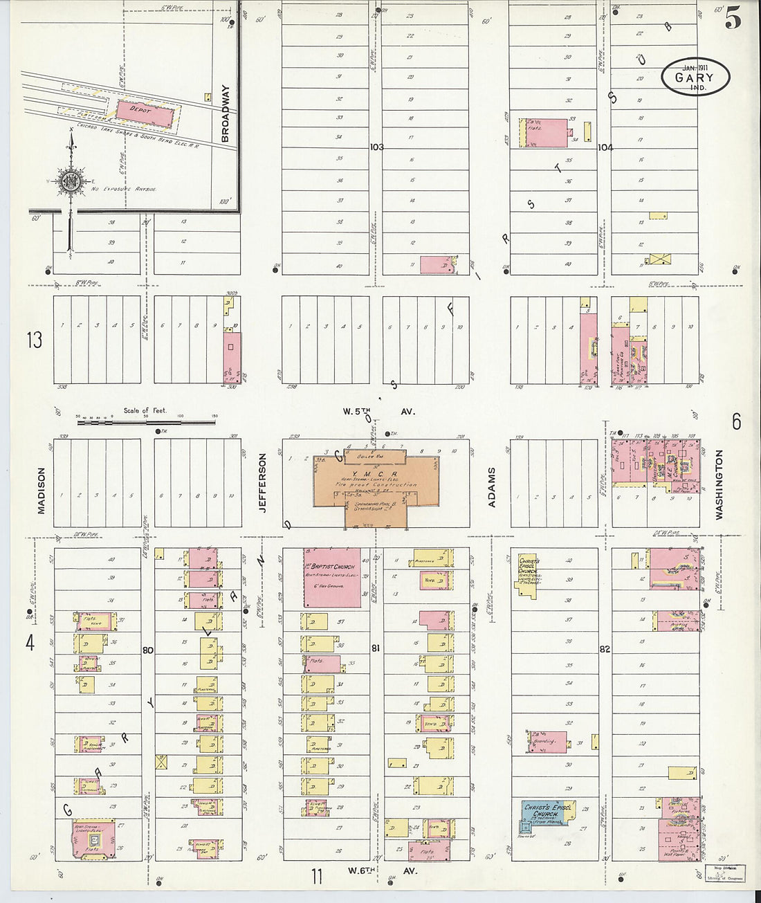 This old map of Gary, Lake County, Indiana was created by Sanborn Map Company in 1911