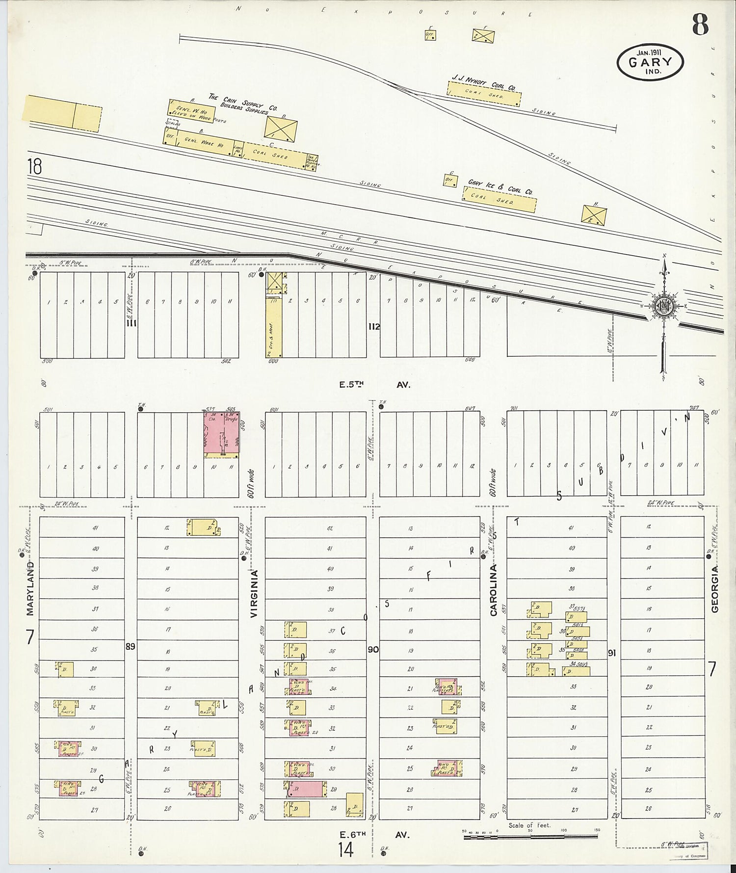 This old map of Gary, Lake County, Indiana was created by Sanborn Map Company in 1911