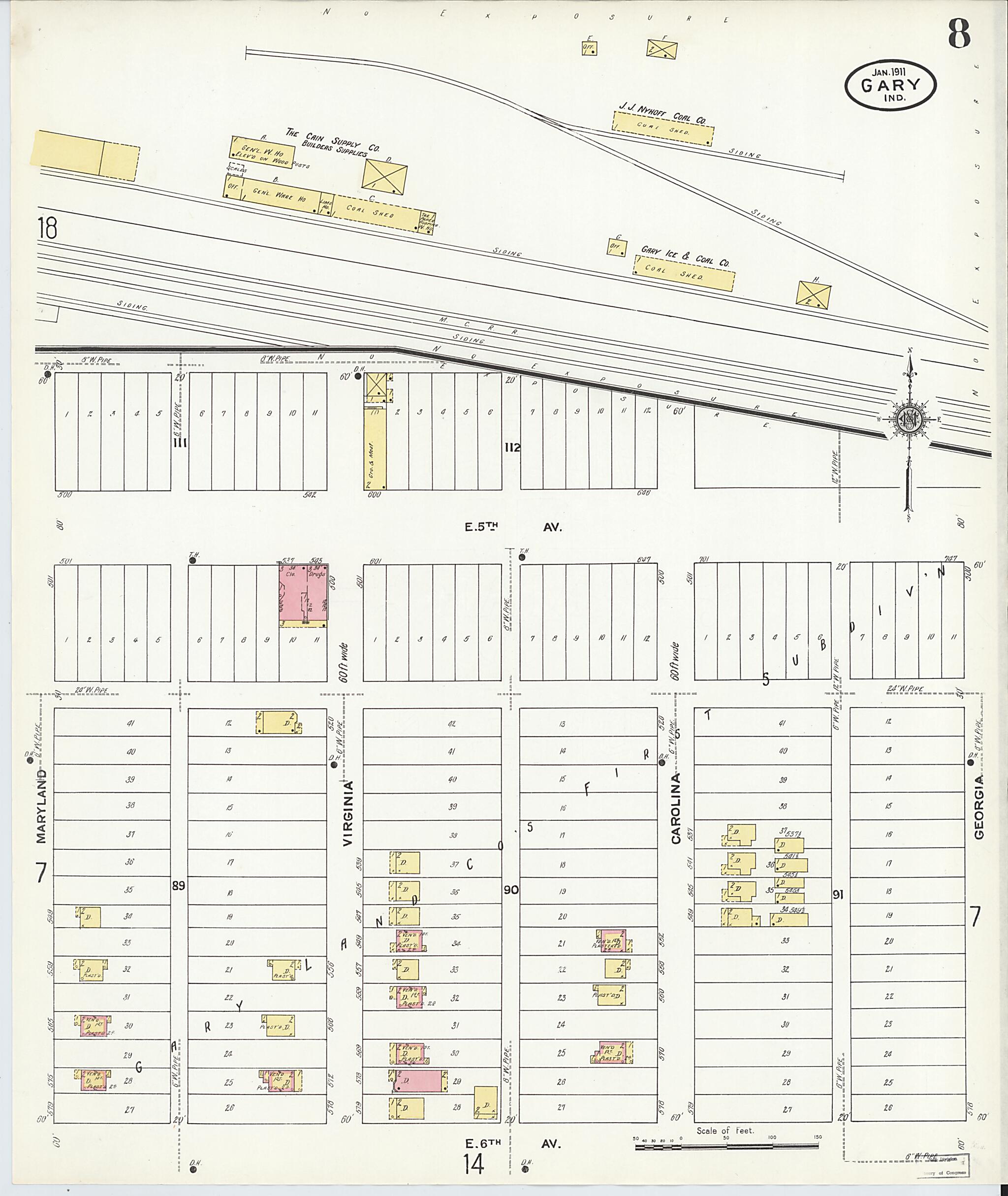 This old map of Gary, Lake County, Indiana was created by Sanborn Map Company in 1911