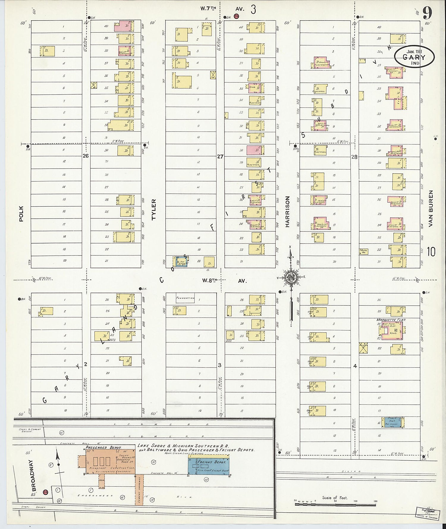 This old map of Gary, Lake County, Indiana was created by Sanborn Map Company in 1911