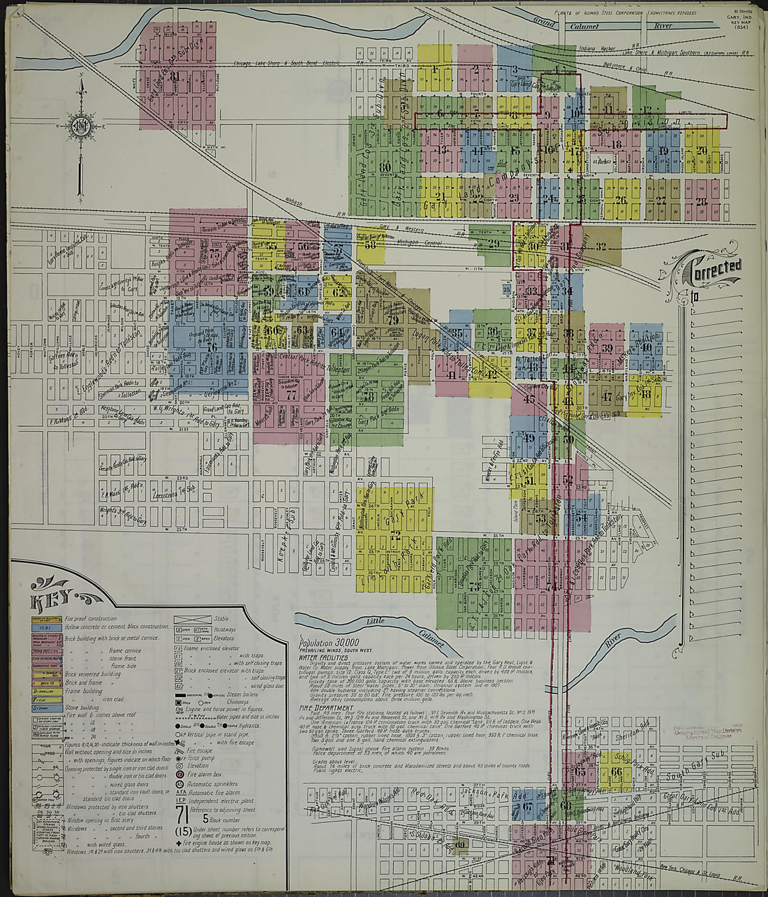 This old map of Gary, Lake County, Indiana was created by Sanborn Map Company in 1915