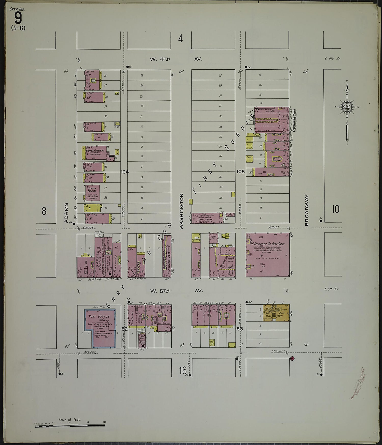 This old map of Gary, Lake County, Indiana was created by Sanborn Map Company in 1915