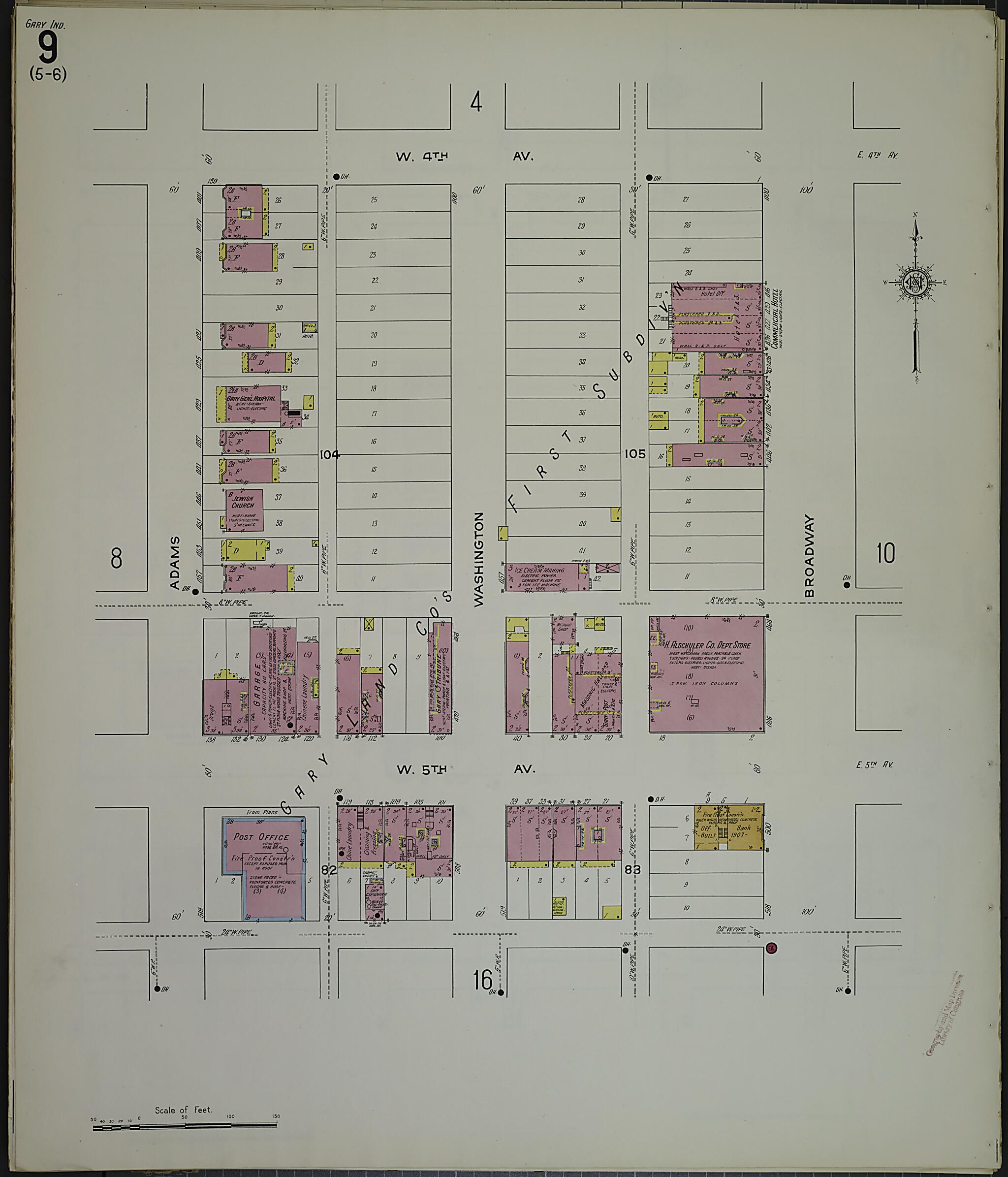 This old map of Gary, Lake County, Indiana was created by Sanborn Map Company in 1915