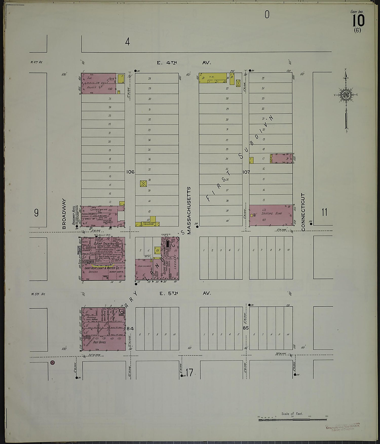 This old map of Gary, Lake County, Indiana was created by Sanborn Map Company in 1915