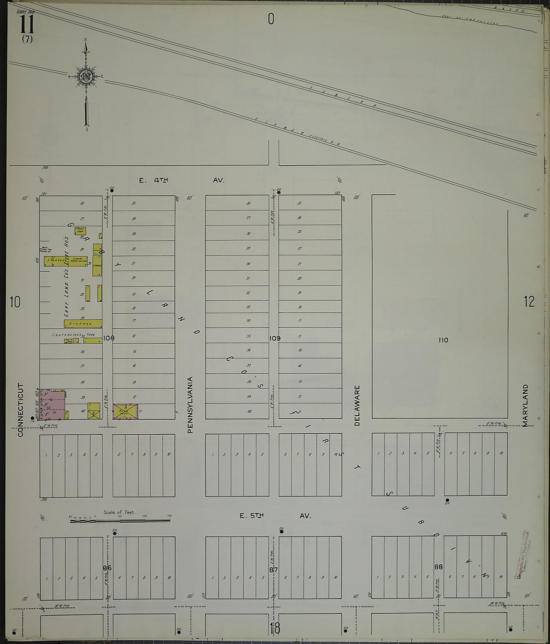 This old map of Gary, Lake County, Indiana was created by Sanborn Map Company in 1915