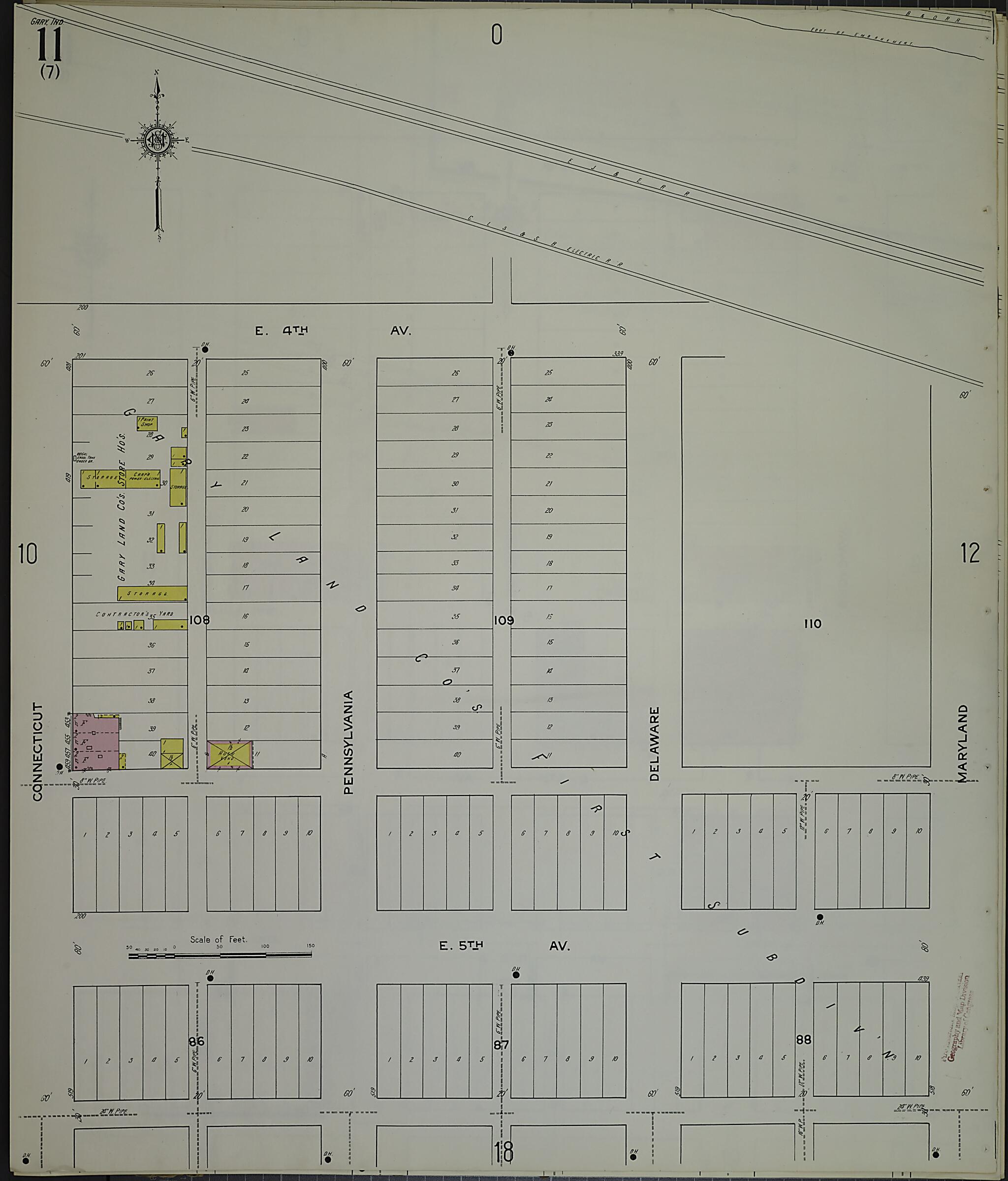 This old map of Gary, Lake County, Indiana was created by Sanborn Map Company in 1915