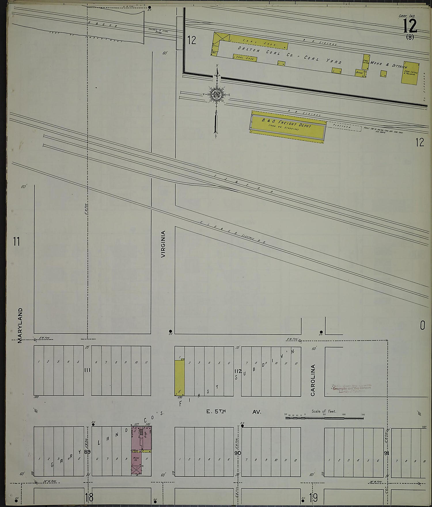 This old map of Gary, Lake County, Indiana was created by Sanborn Map Company in 1915