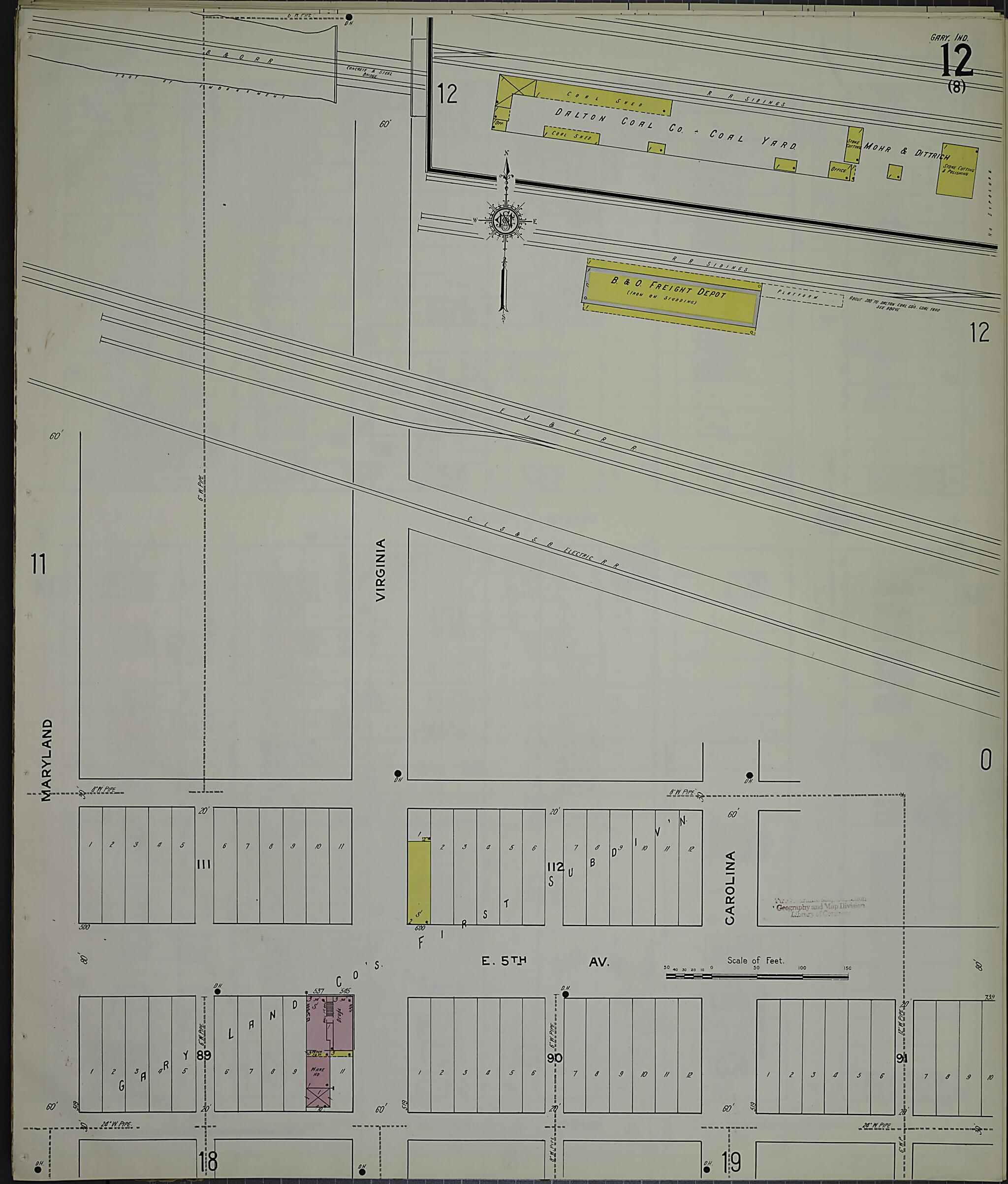 This old map of Gary, Lake County, Indiana was created by Sanborn Map Company in 1915