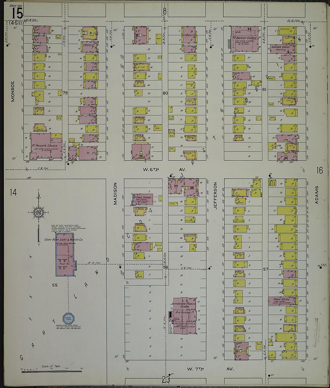 This old map of Gary, Lake County, Indiana was created by Sanborn Map Company in 1915