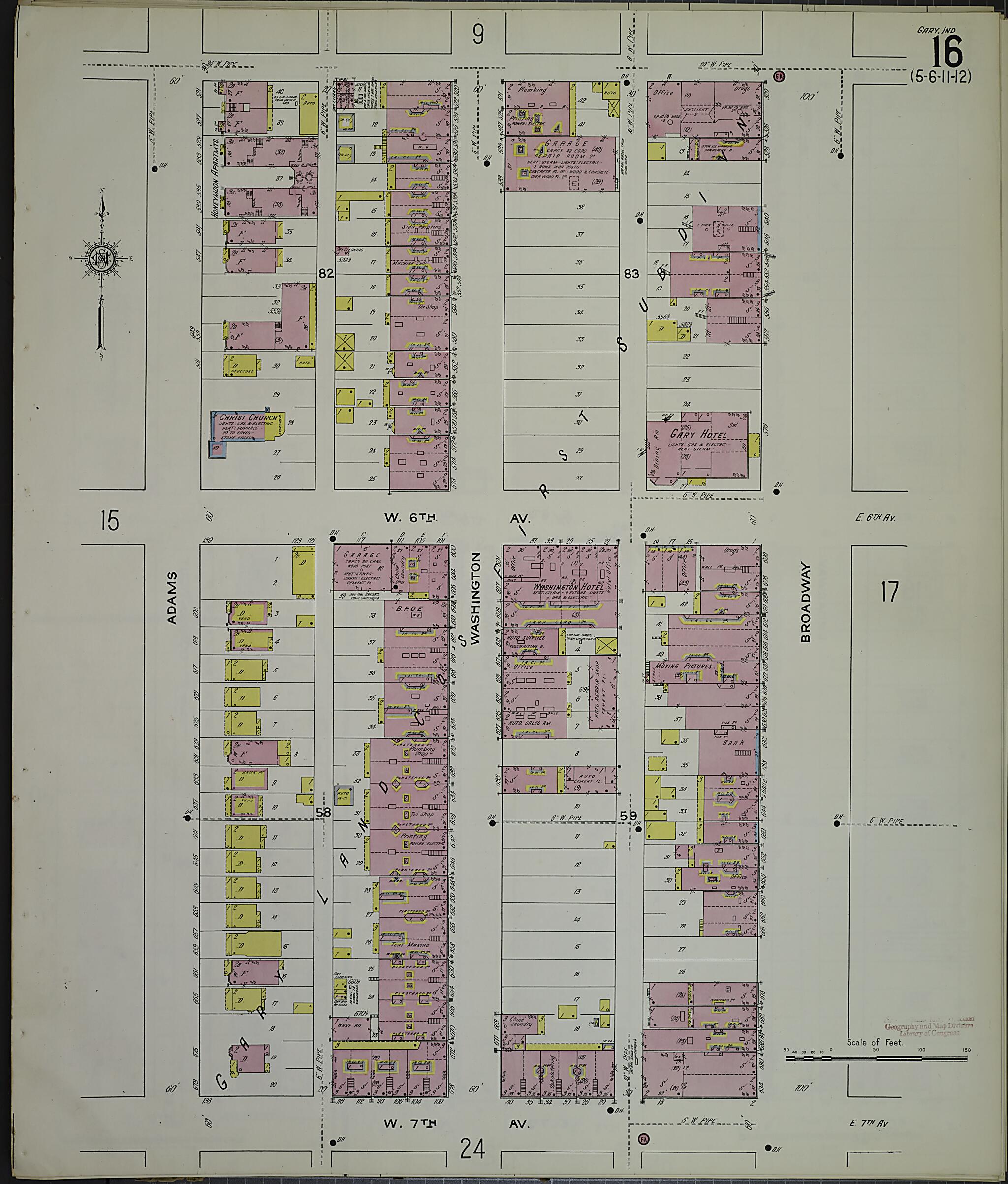 This old map of Gary, Lake County, Indiana was created by Sanborn Map Company in 1915