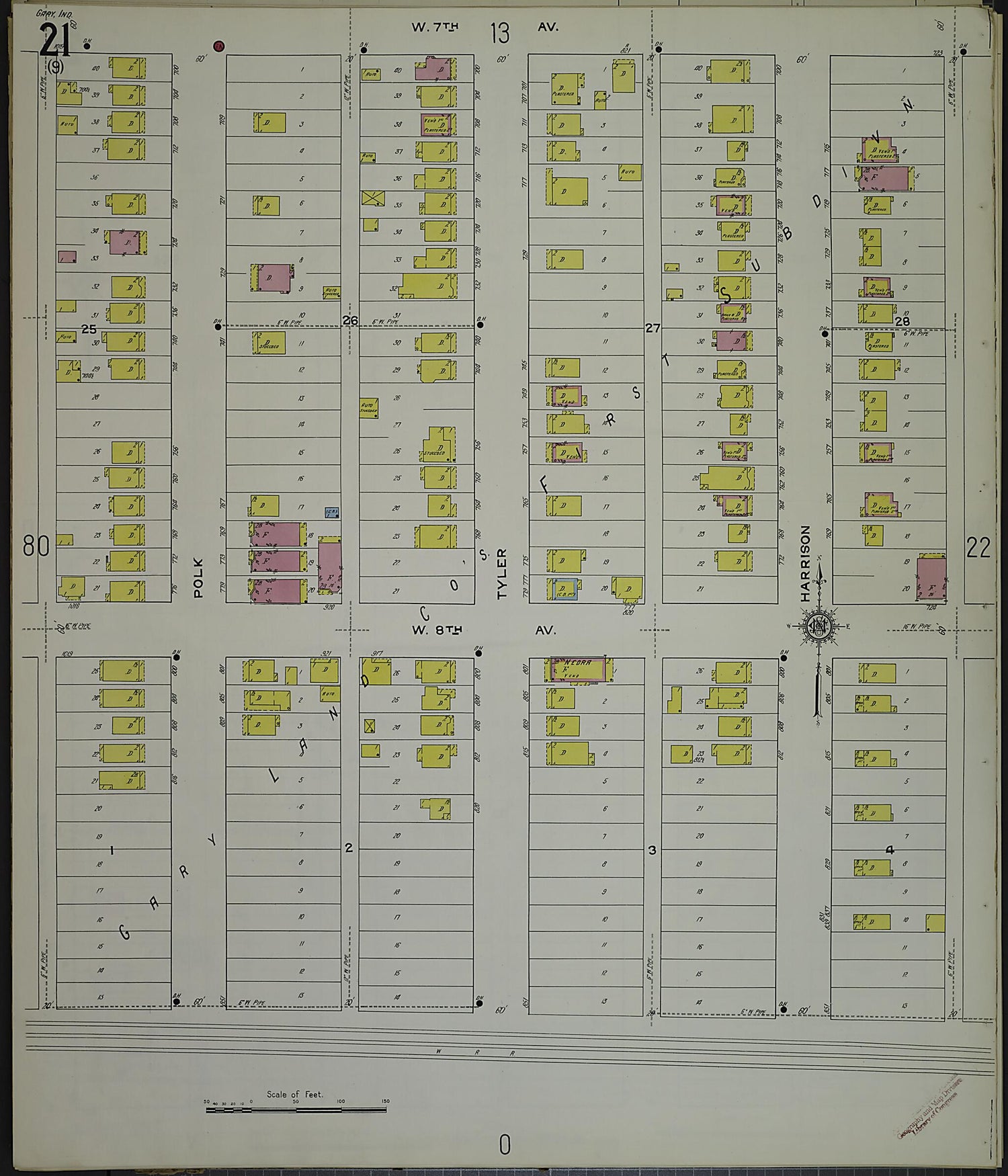 This old map of Gary, Lake County, Indiana was created by Sanborn Map Company in 1915