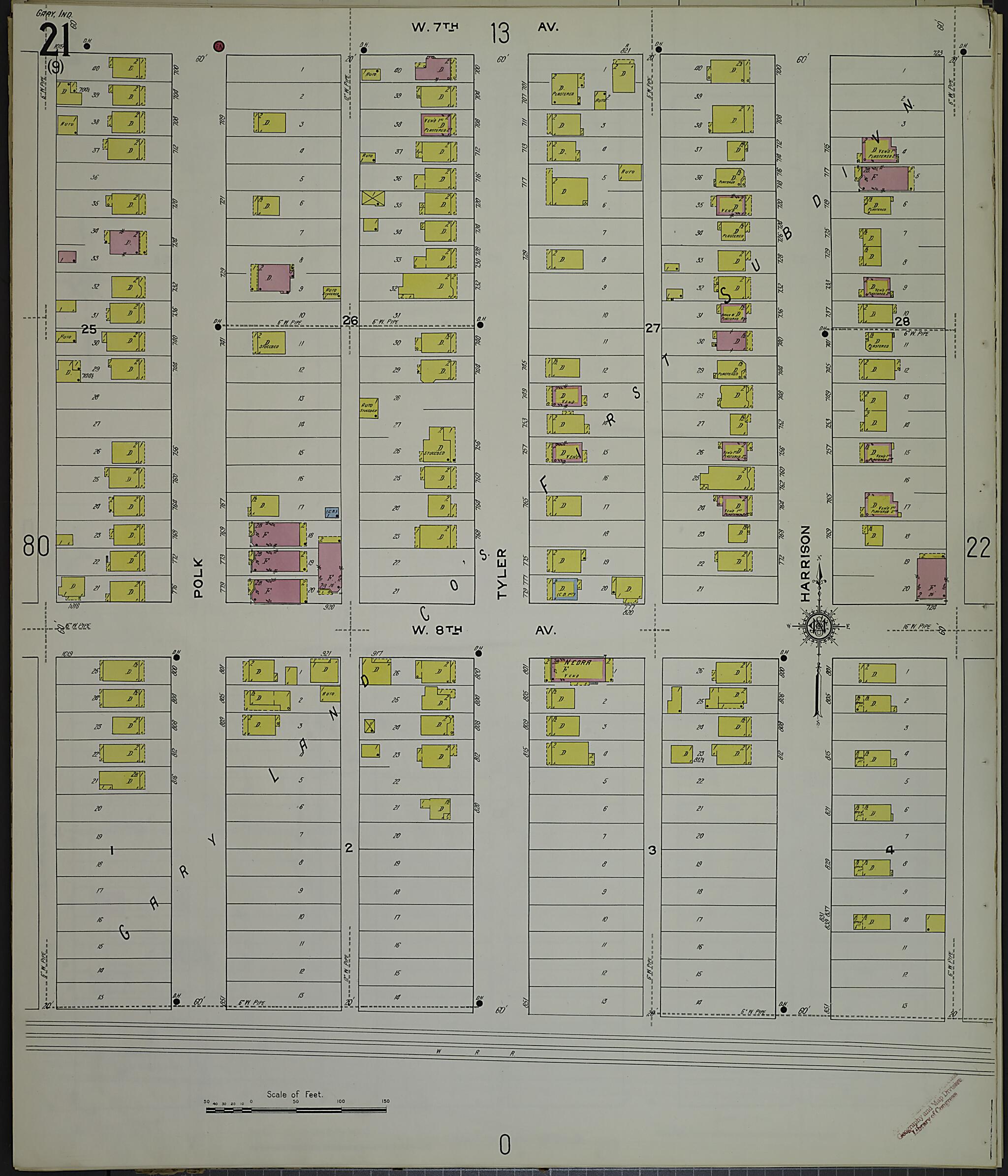 This old map of Gary, Lake County, Indiana was created by Sanborn Map Company in 1915