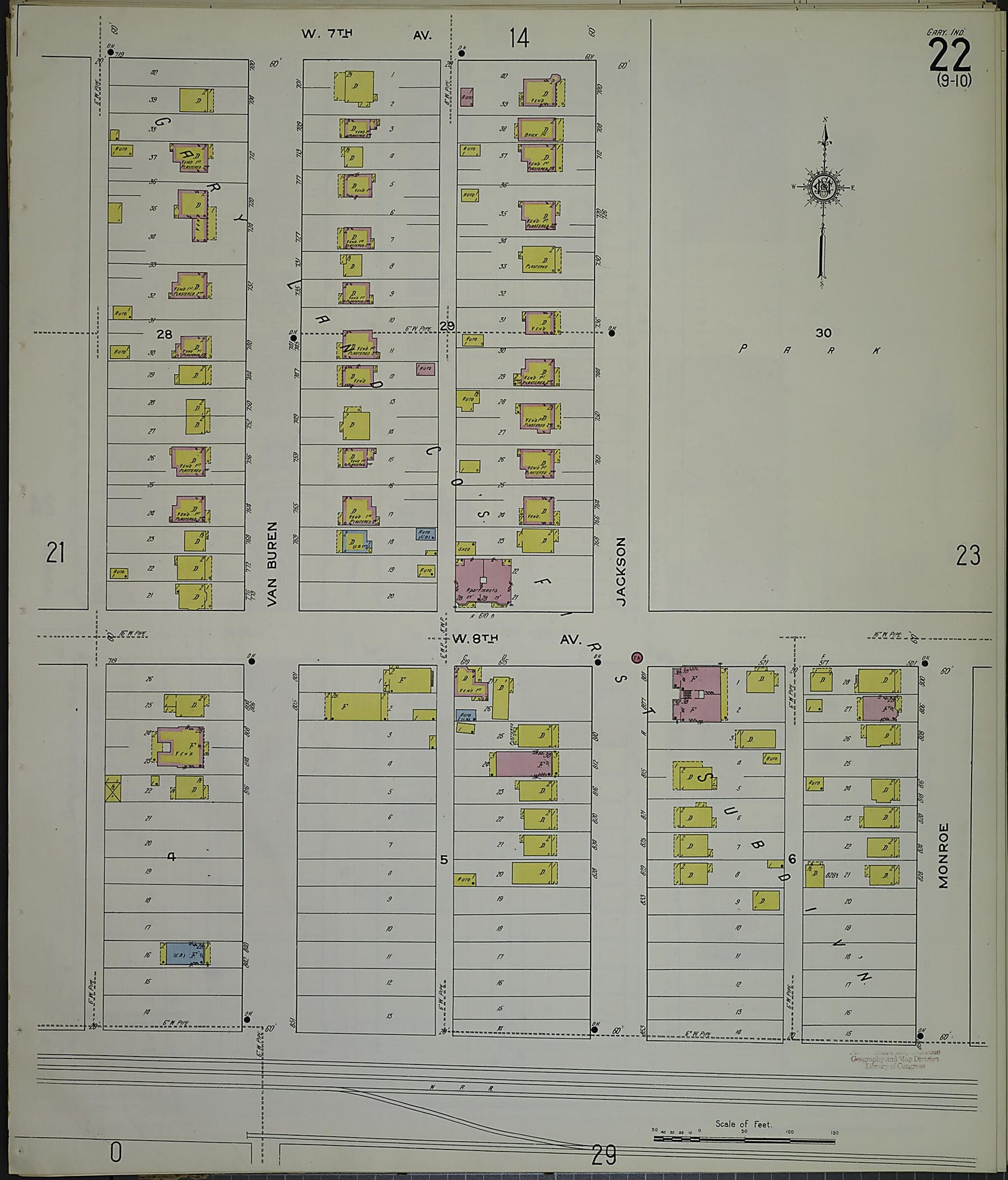 This old map of Gary, Lake County, Indiana was created by Sanborn Map Company in 1915