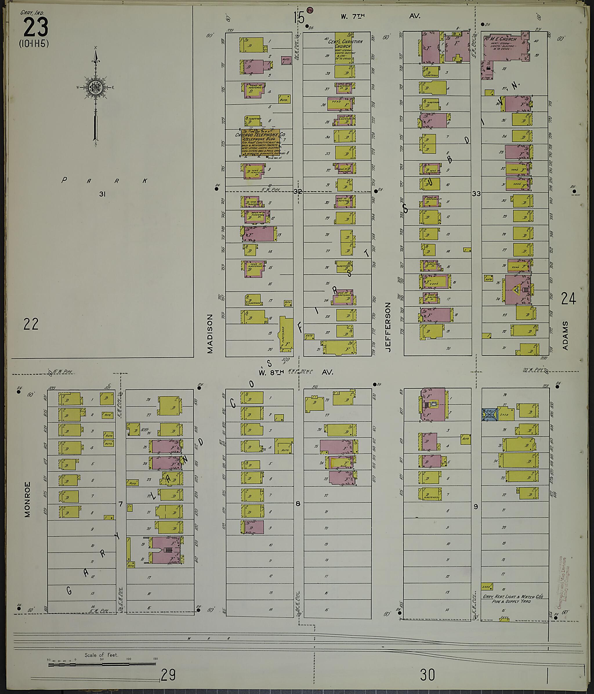 This old map of Gary, Lake County, Indiana was created by Sanborn Map Company in 1915