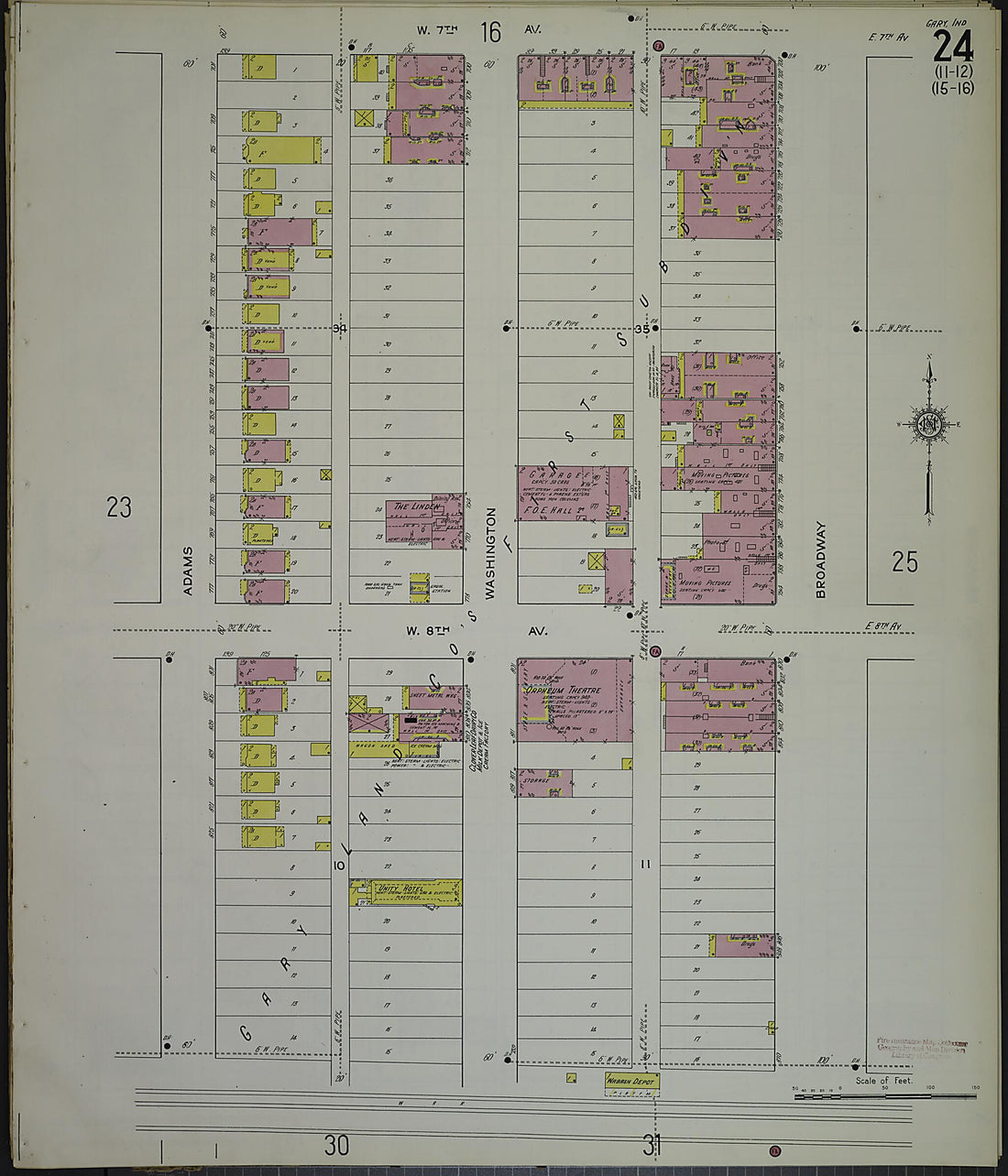 This old map of Gary, Lake County, Indiana was created by Sanborn Map Company in 1915