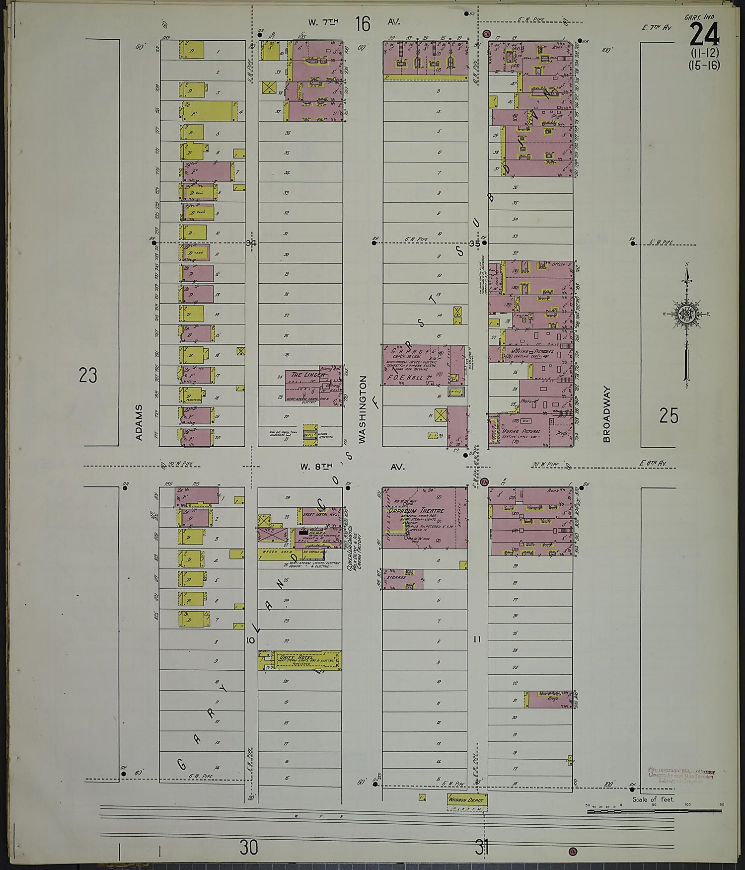 This old map of Gary, Lake County, Indiana was created by Sanborn Map Company in 1915