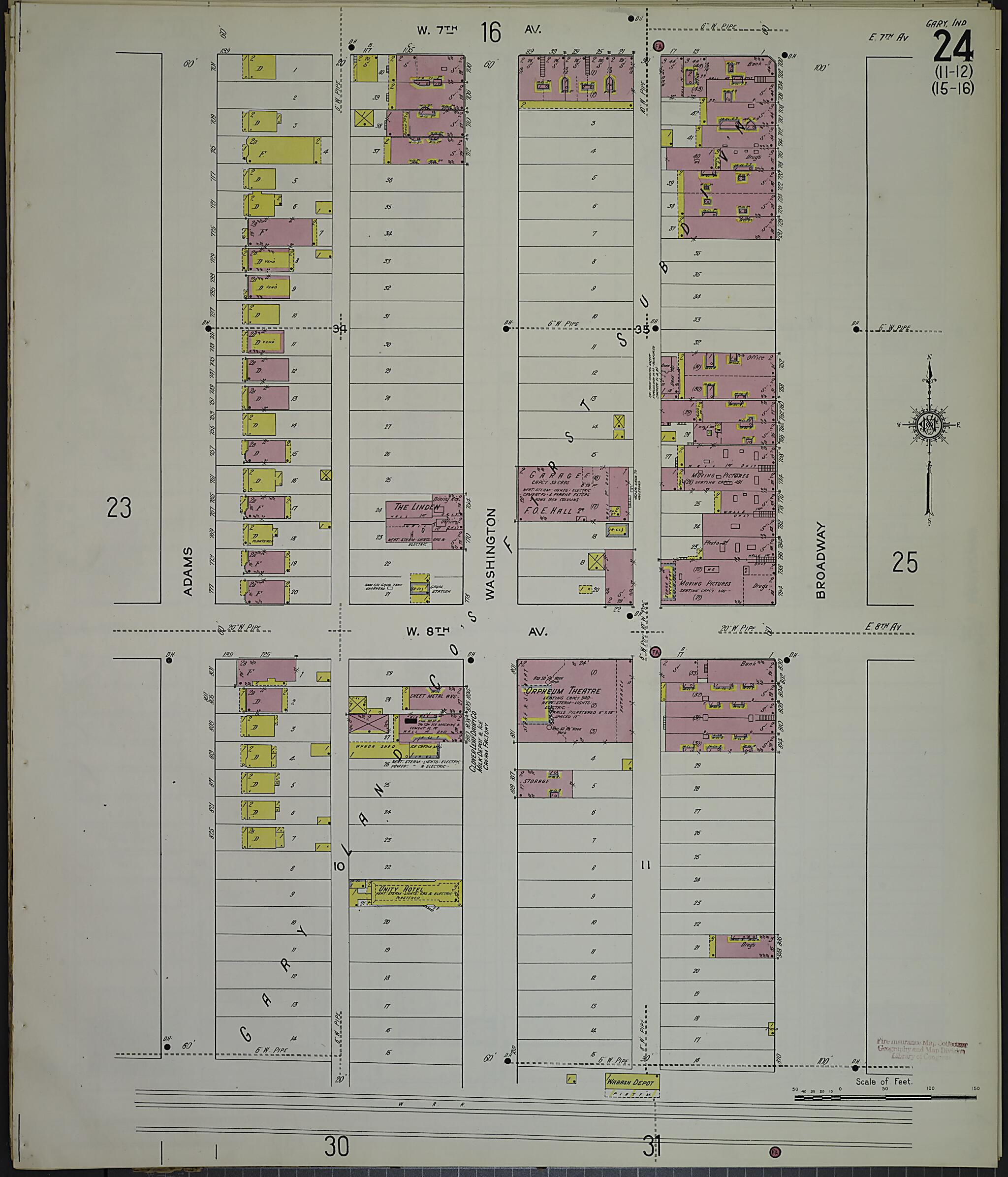 This old map of Gary, Lake County, Indiana was created by Sanborn Map Company in 1915