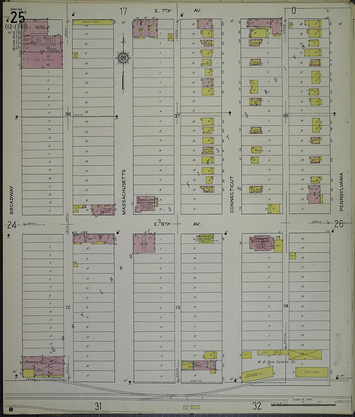 This old map of Gary, Lake County, Indiana was created by Sanborn Map Company in 1915