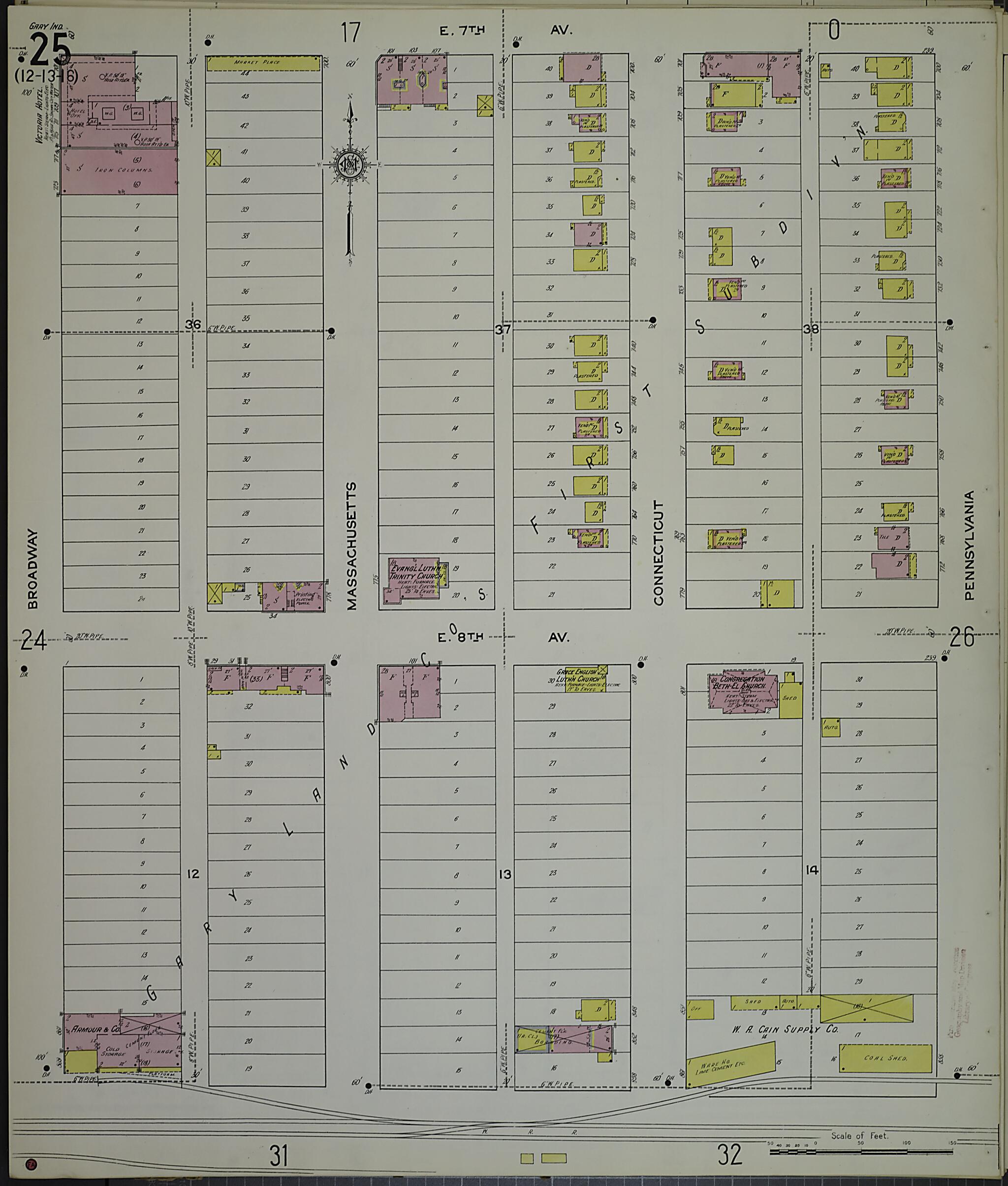 This old map of Gary, Lake County, Indiana was created by Sanborn Map Company in 1915