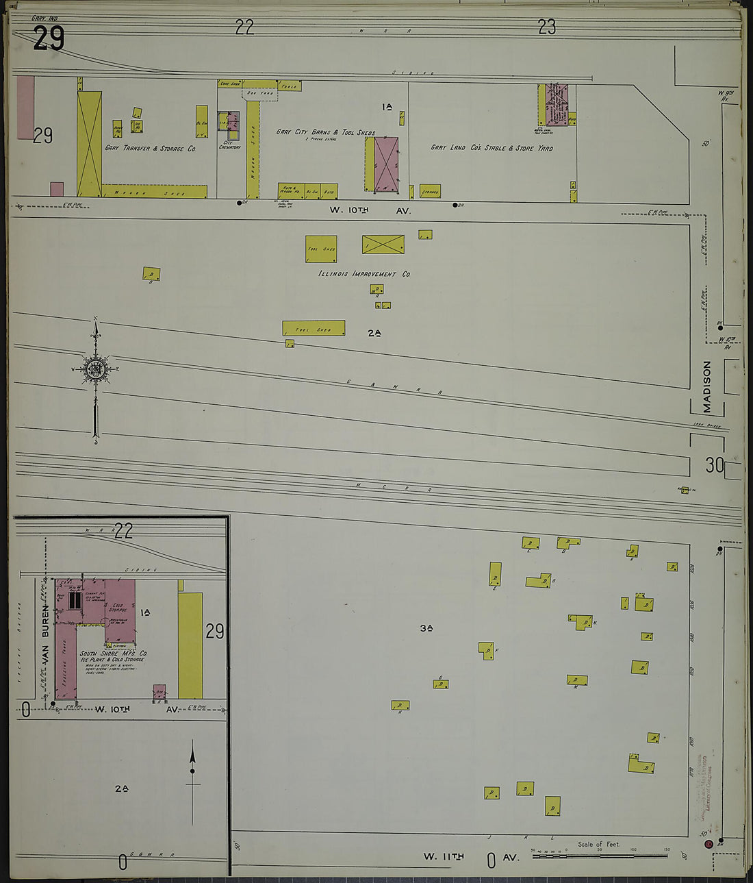 This old map of Gary, Lake County, Indiana was created by Sanborn Map Company in 1915