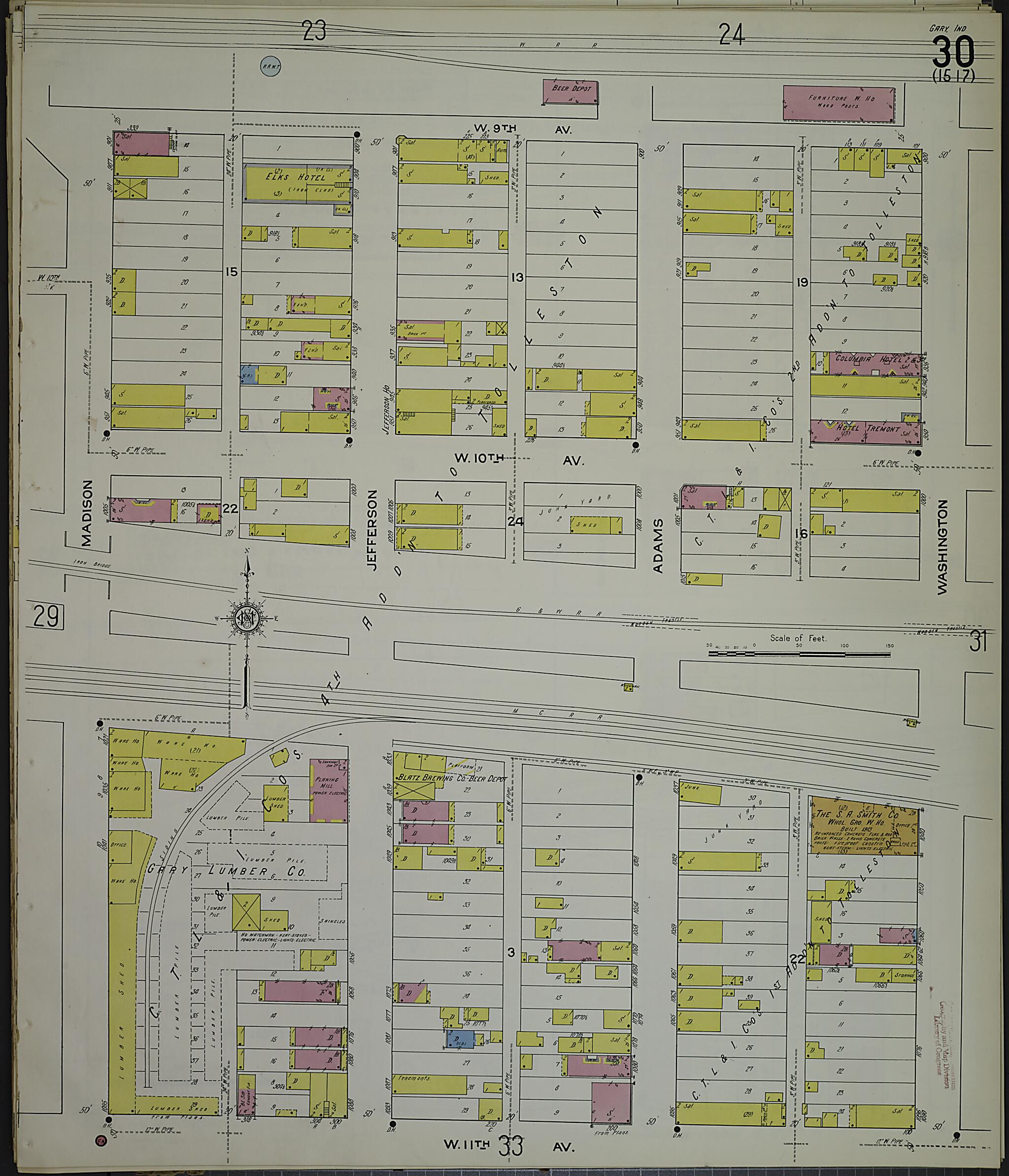 This old map of Gary, Lake County, Indiana was created by Sanborn Map Company in 1915