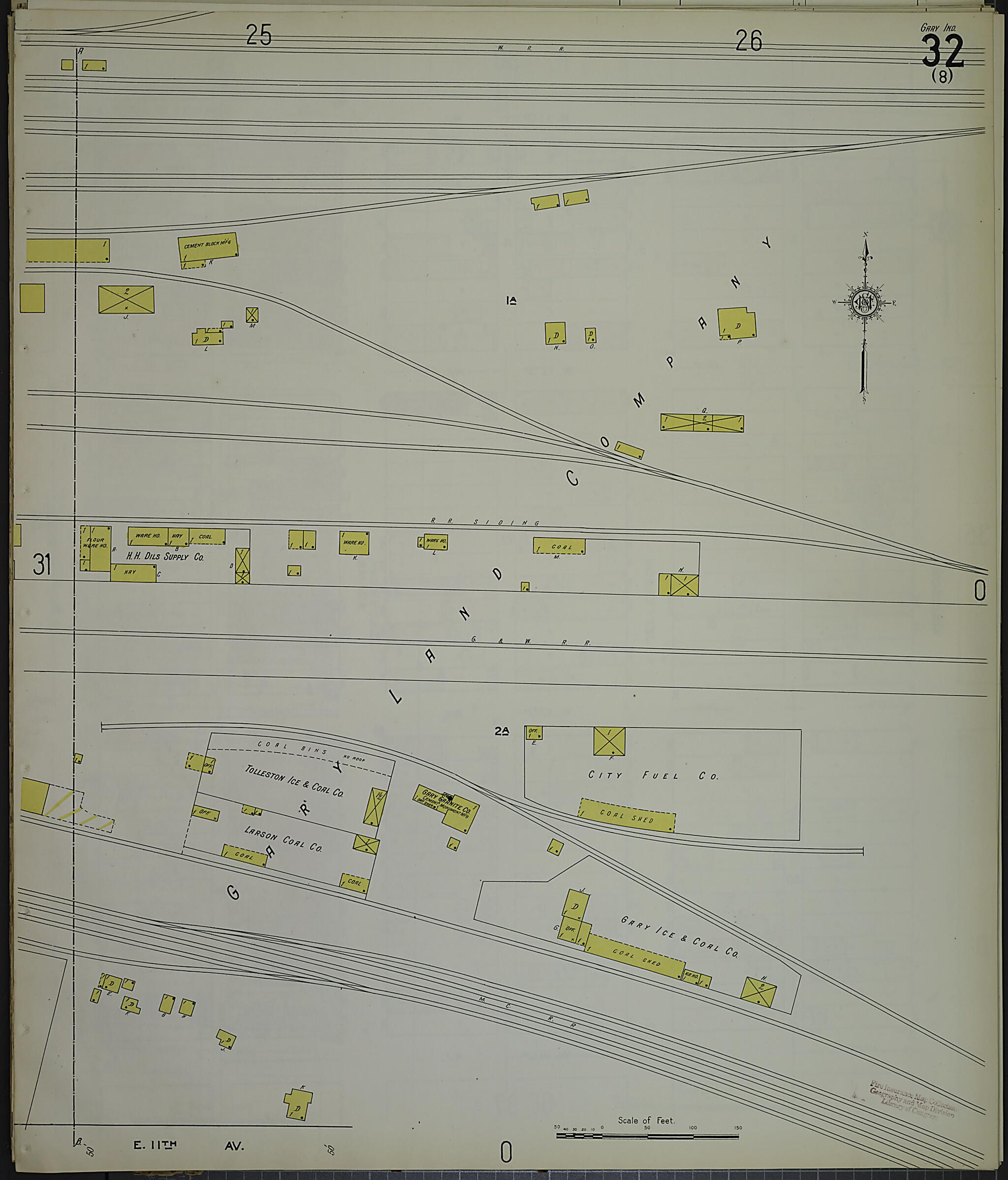 This old map of Gary, Lake County, Indiana was created by Sanborn Map Company in 1915