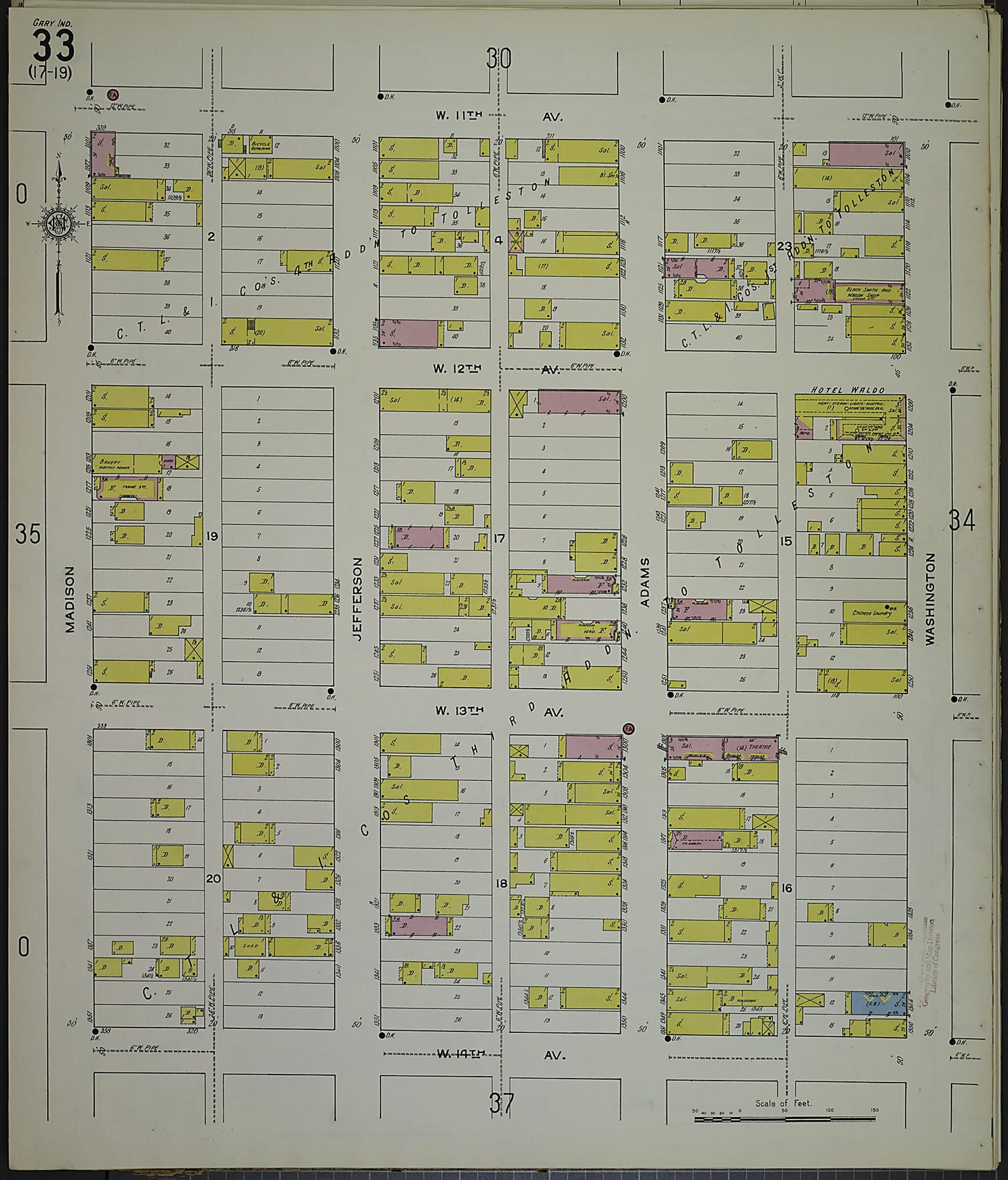 This old map of Gary, Lake County, Indiana was created by Sanborn Map Company in 1915