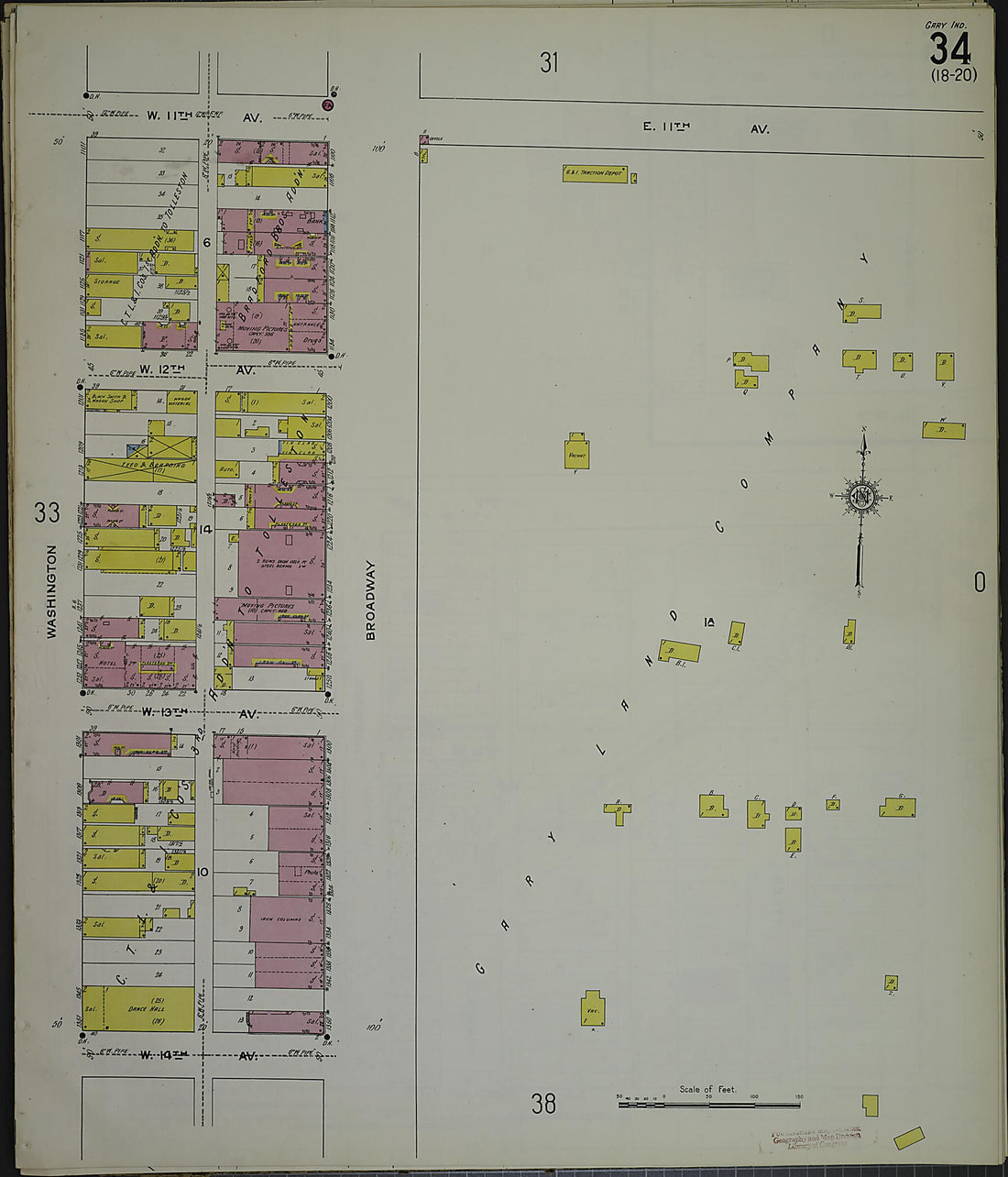 This old map of Gary, Lake County, Indiana was created by Sanborn Map Company in 1915