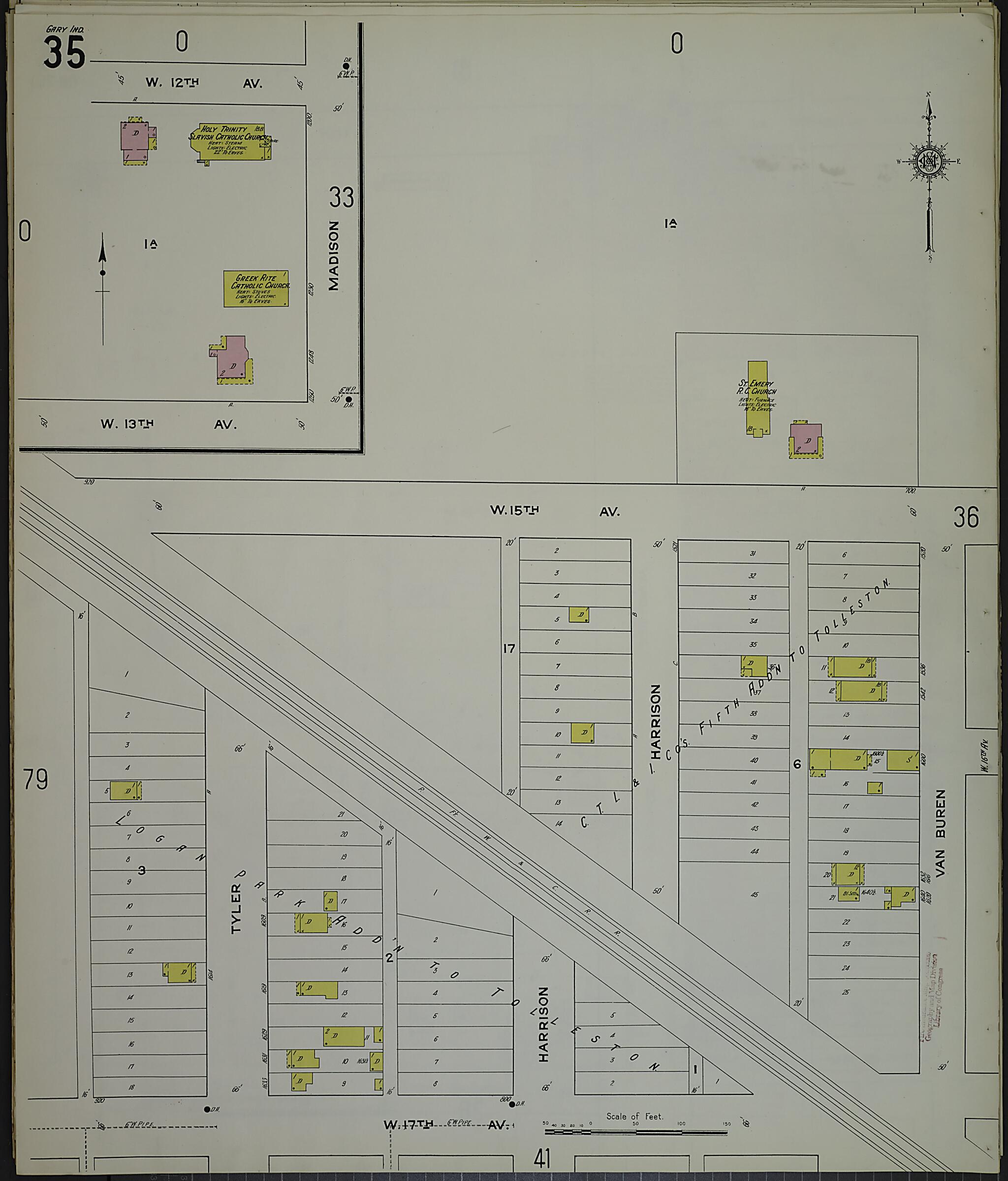 This old map of Gary, Lake County, Indiana was created by Sanborn Map Company in 1915