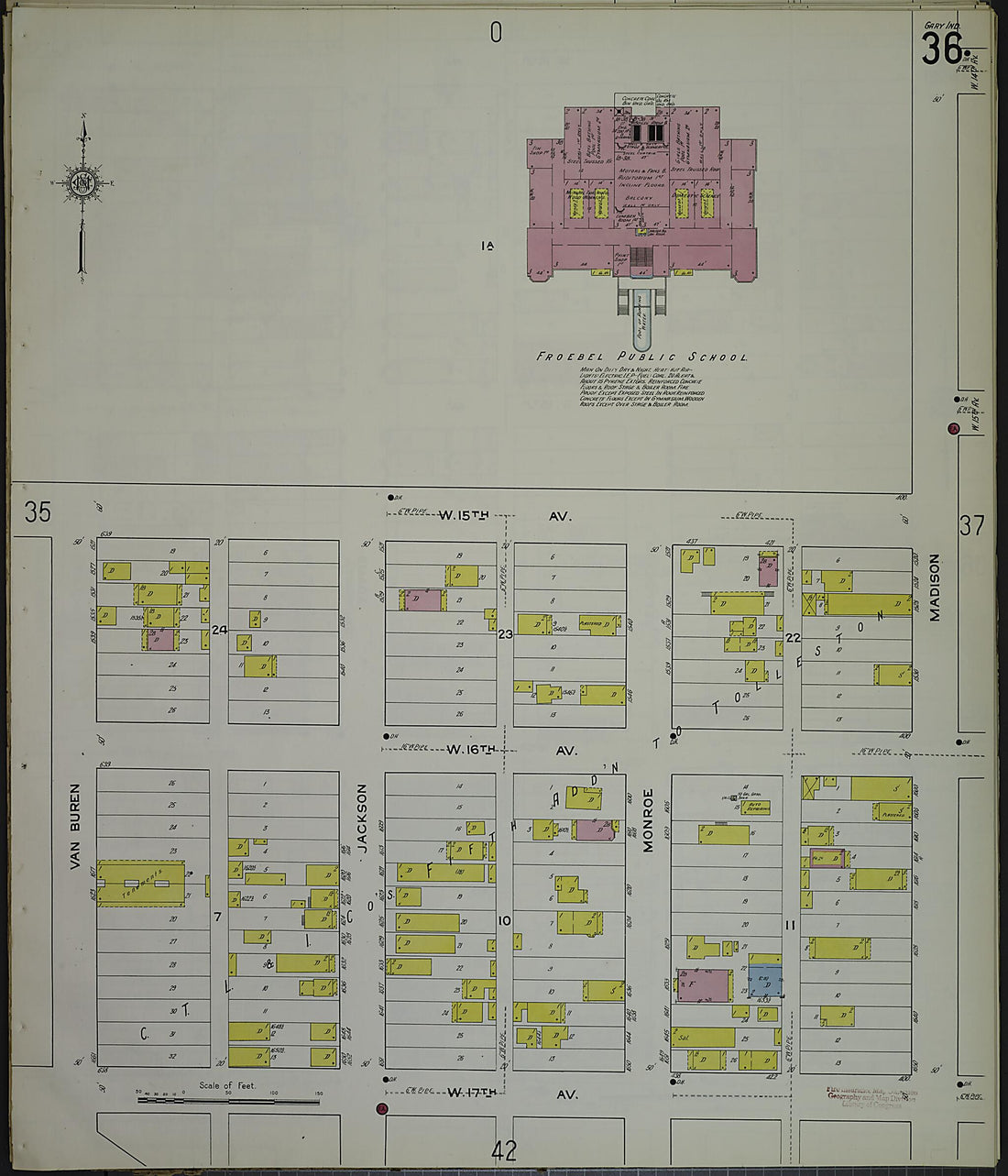 This old map of Gary, Lake County, Indiana was created by Sanborn Map Company in 1915