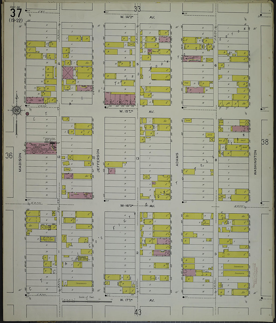 This old map of Gary, Lake County, Indiana was created by Sanborn Map Company in 1915