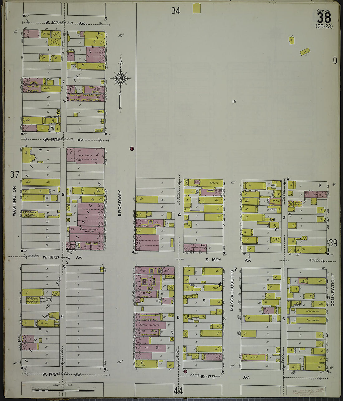 This old map of Gary, Lake County, Indiana was created by Sanborn Map Company in 1915