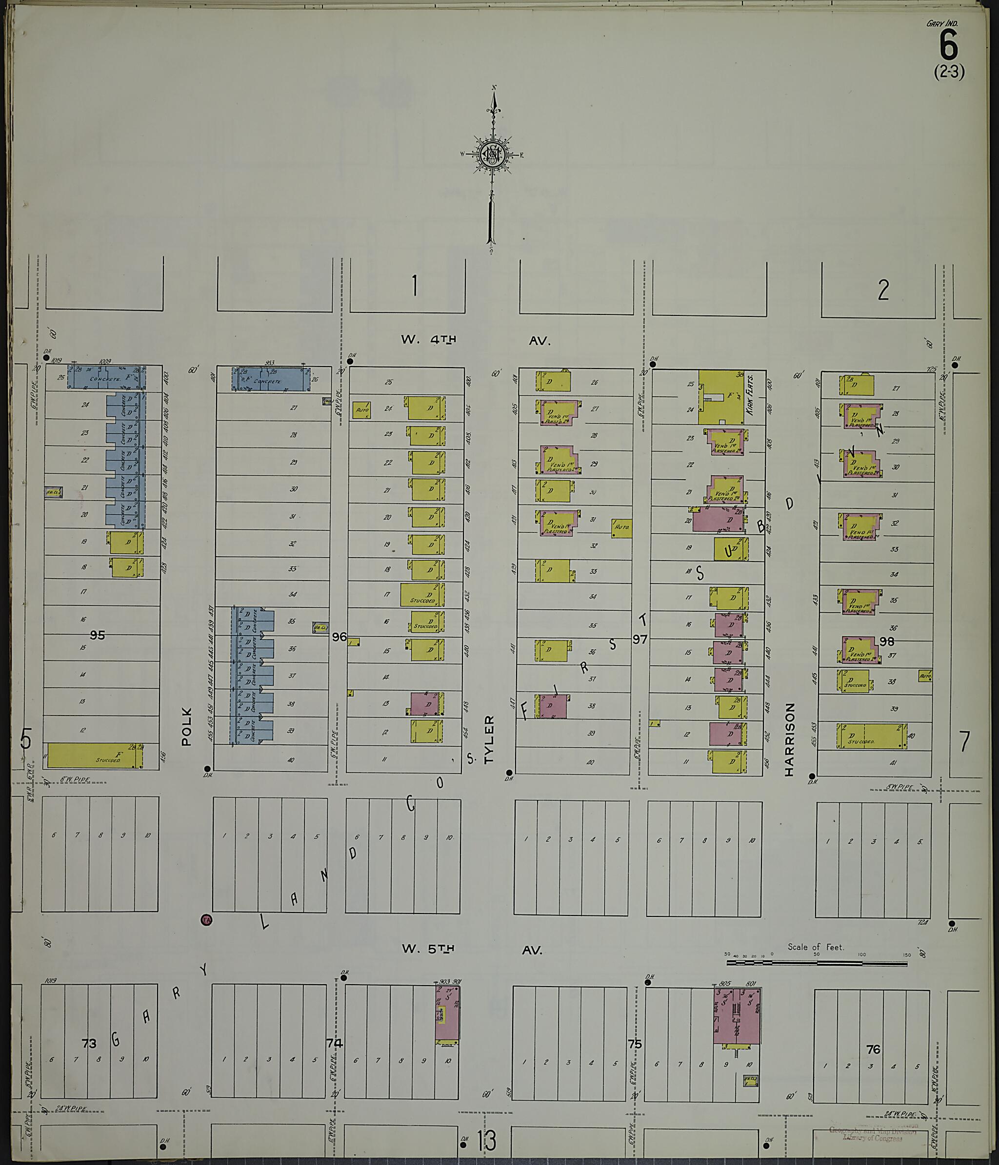 This old map of Gary, Lake County, Indiana was created by Sanborn Map Company in 1915