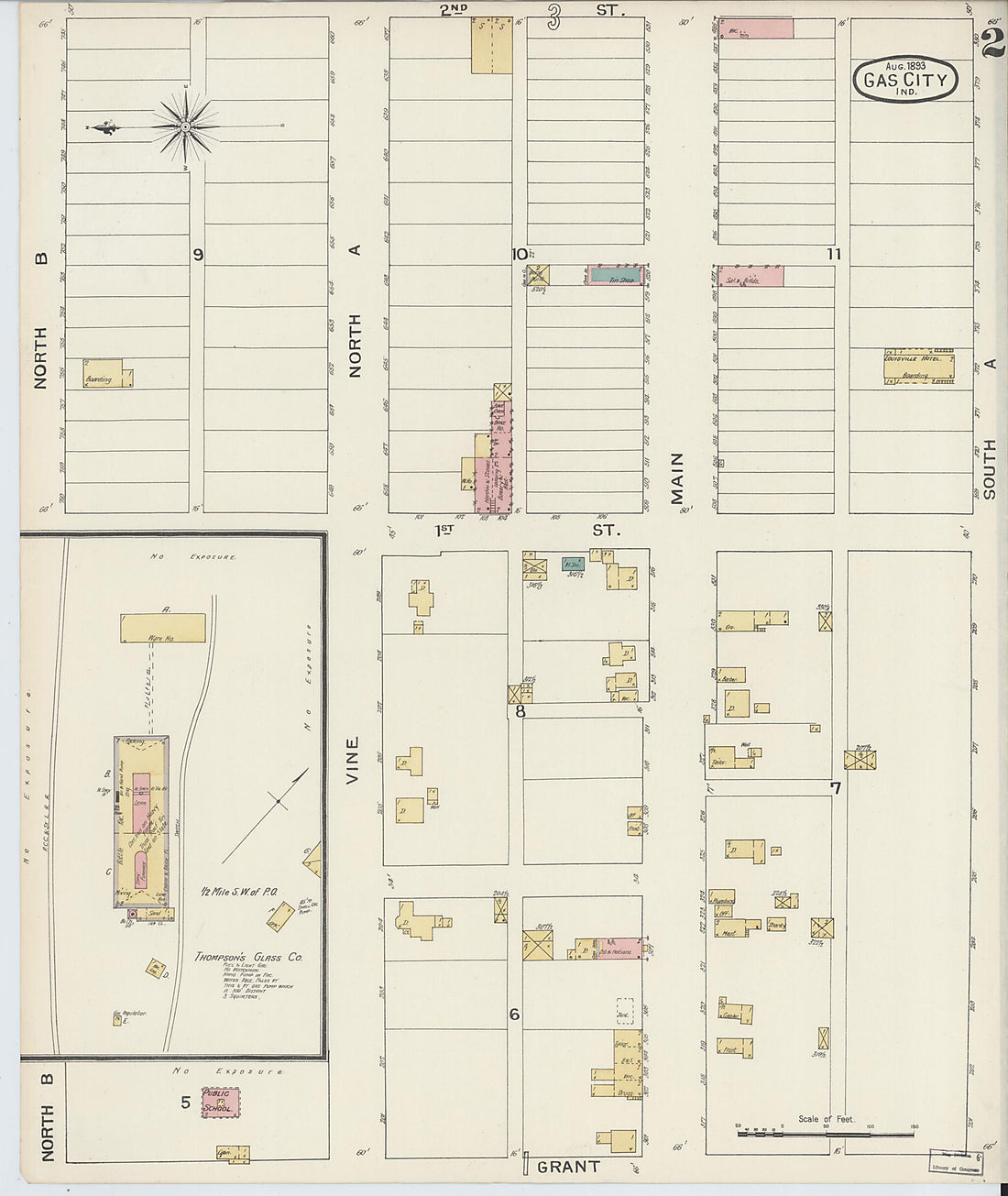 This old map of Gas City, Grant County, Indiana was created by Sanborn Map Company in 1893